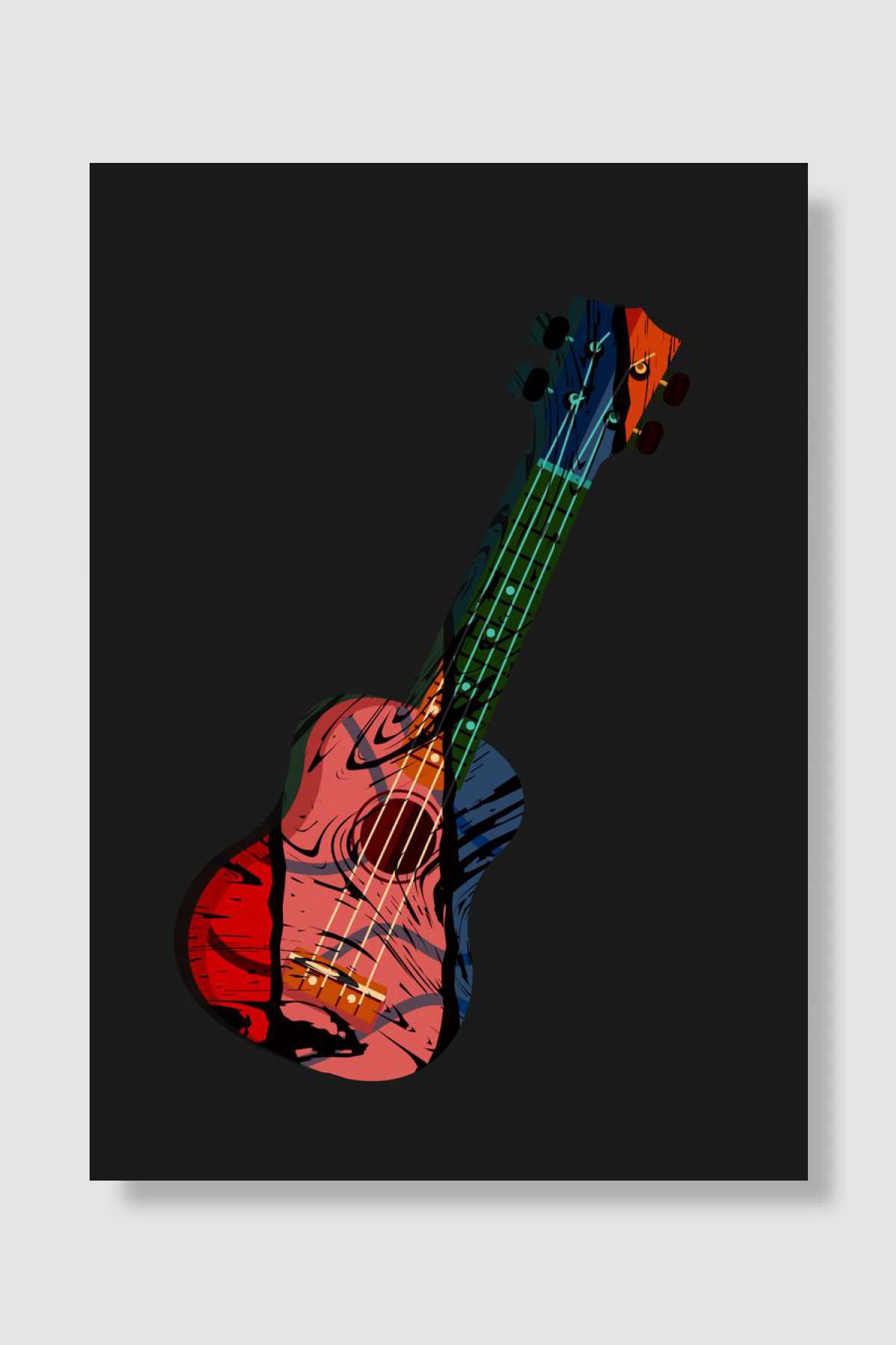 Colorful Ukulele Guitar Müzik Poster Çerçevesiz Yüksek Kalite Müzik Afiş Duvar Poster