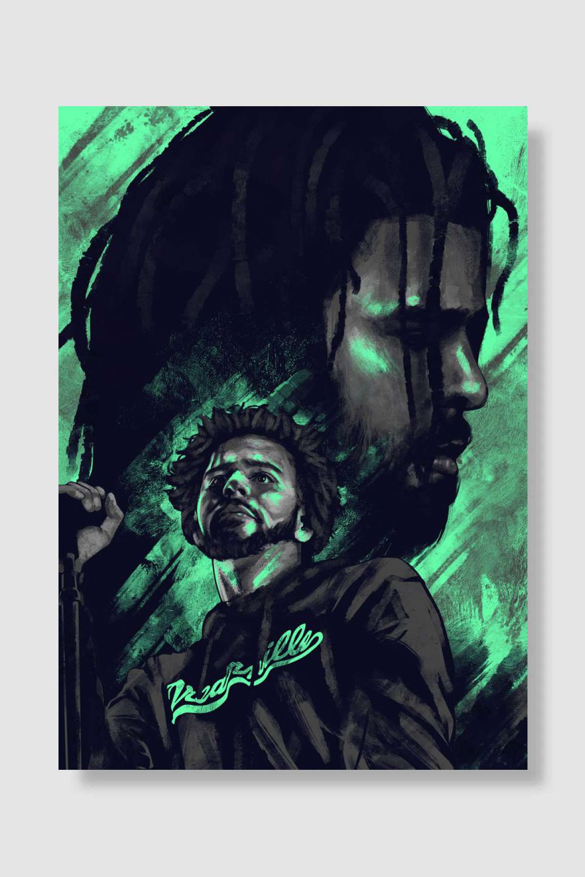 jcole neon v3 Müzik Poster Çerçevesiz Yüksek Kalite Müzik Afiş Duvar Poster