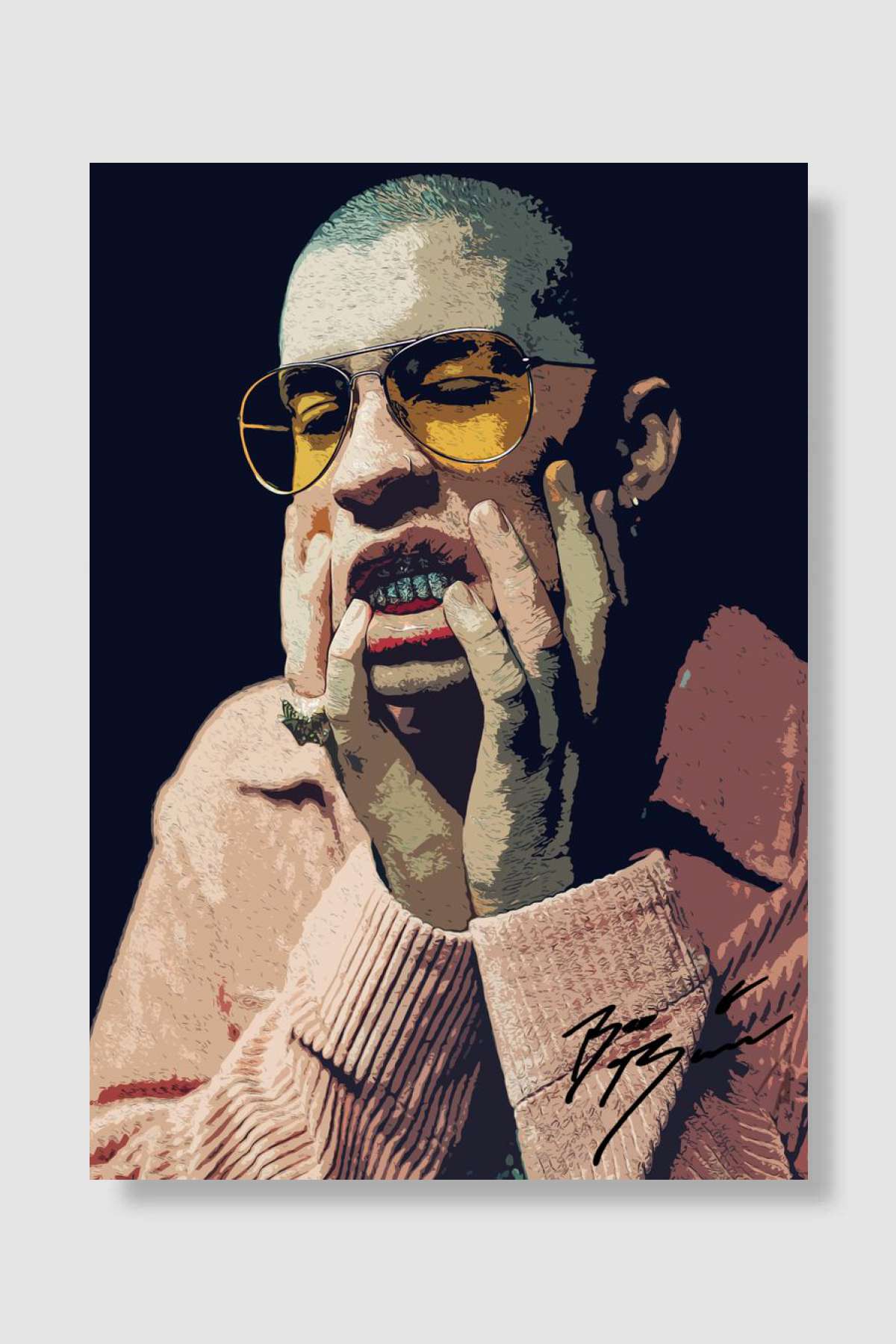 Bad Bunny Müzik Poster Çerçevesiz Yüksek Kalite Müzik Afiş Duvar Poster