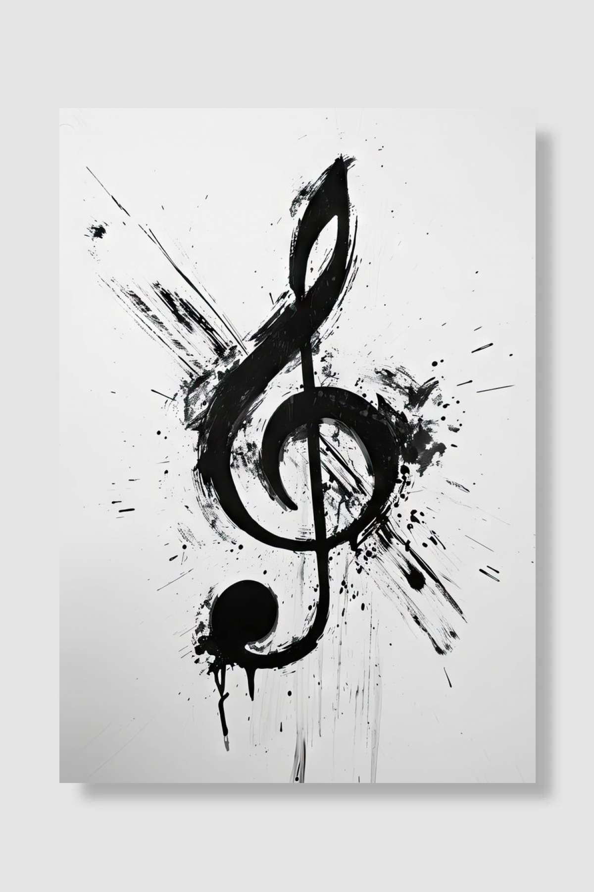 Black And White Clef Müzik Poster Çerçevesiz Yüksek Kalite Müzik Afiş Duvar Poster