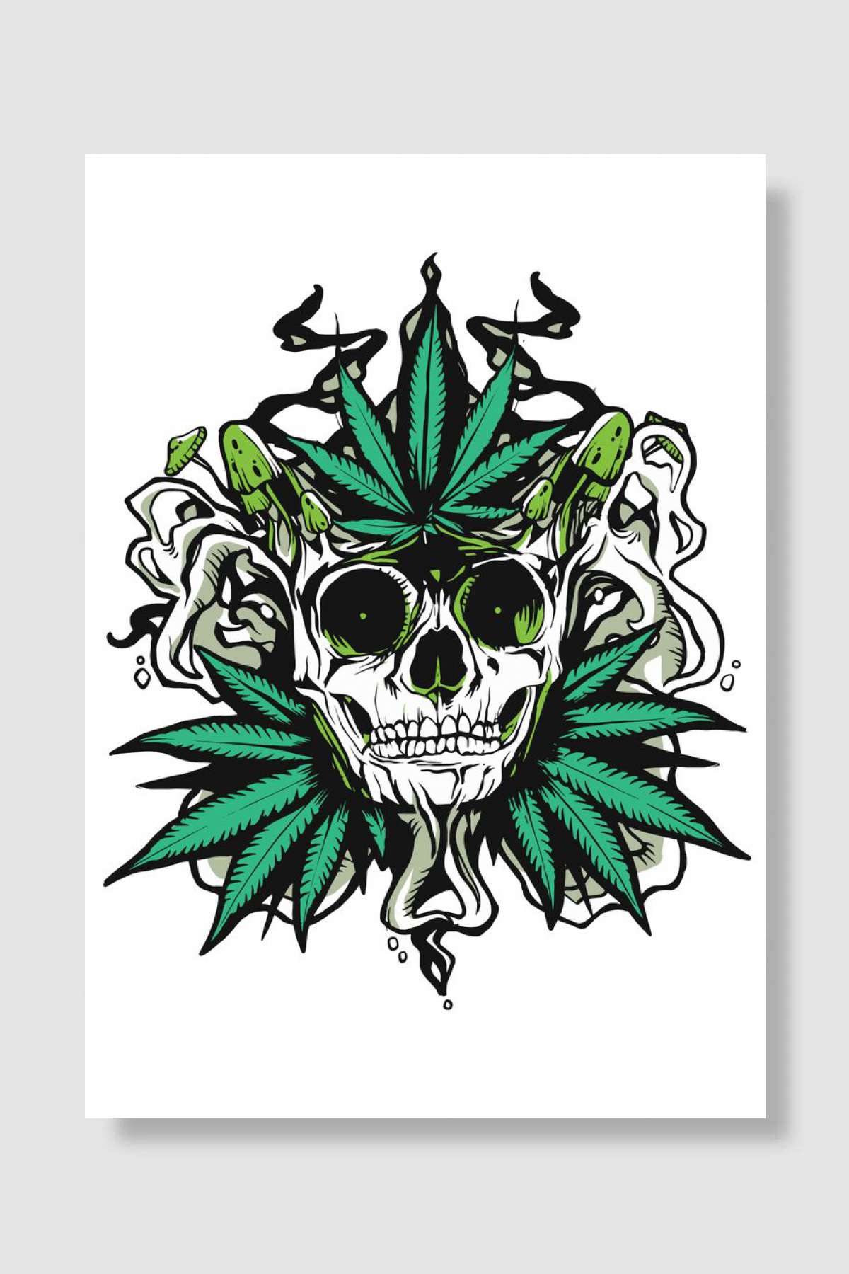 Weed skull Müzik Poster Çerçevesiz Yüksek Kalite Müzik Afiş Duvar Poster