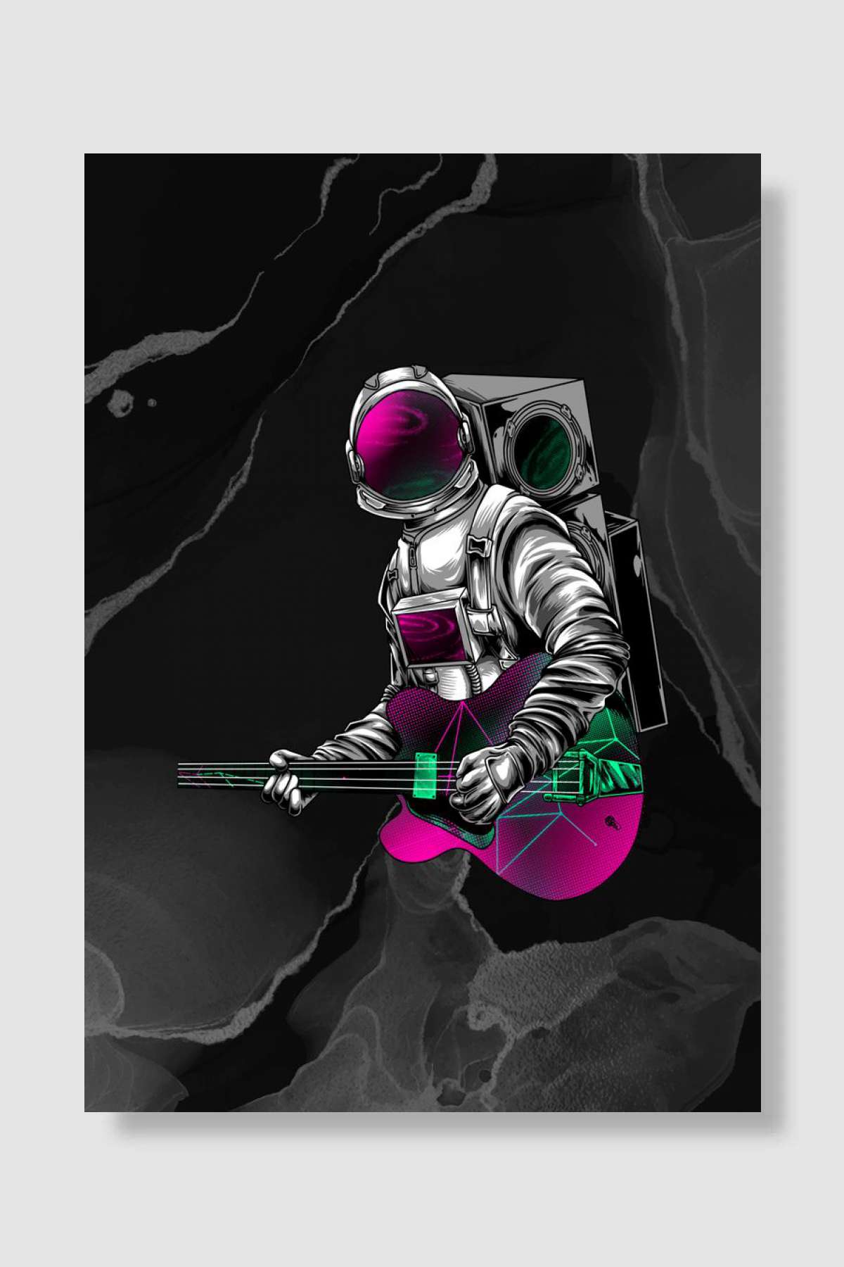 Guitarist Astronaut Müzik Poster Çerçevesiz Yüksek Kalite Müzik Afiş Duvar Poster