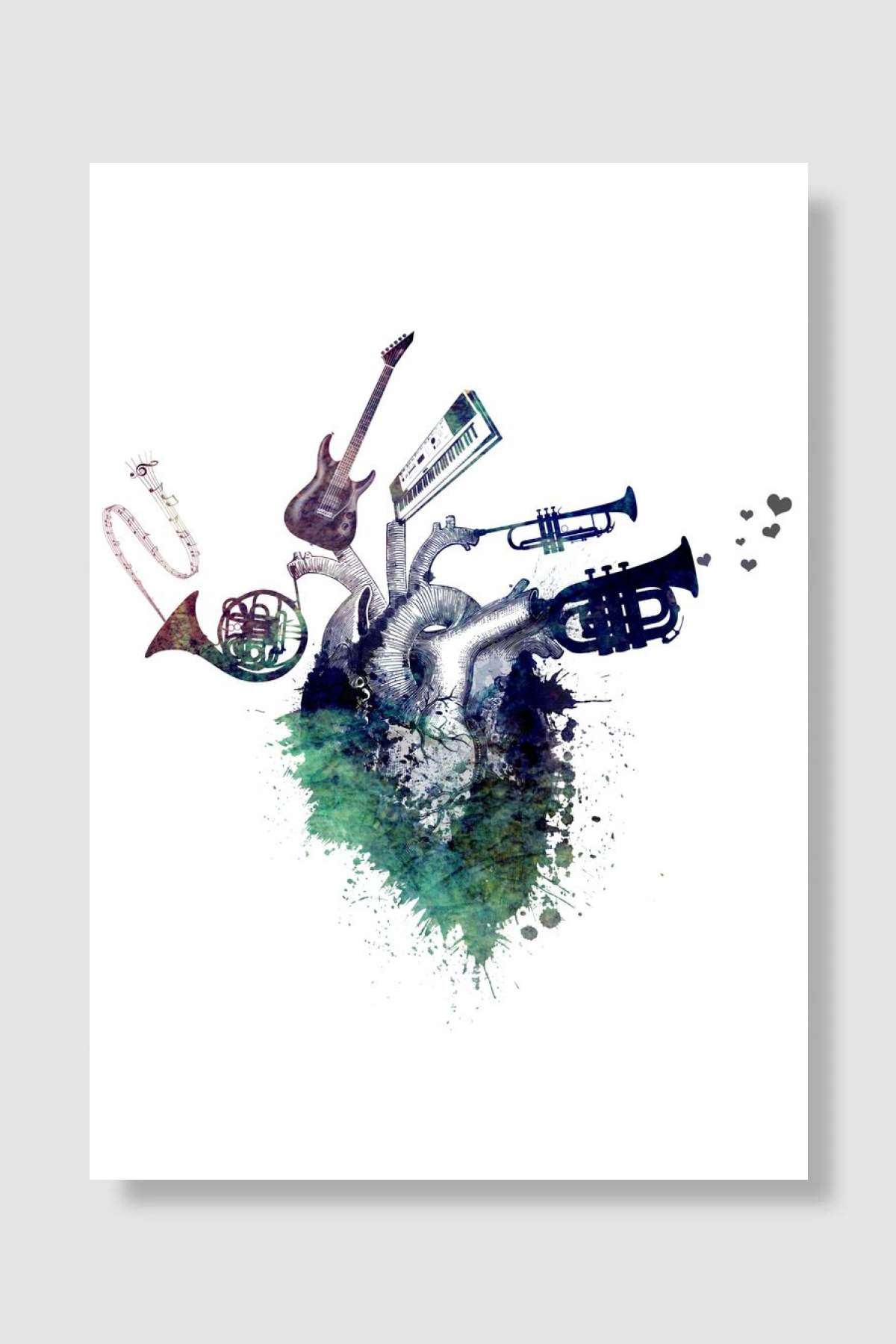 Music my love green Müzik Poster Çerçevesiz Yüksek Kalite Müzik Afiş Duvar Poster - En İyi Fiyatlarla