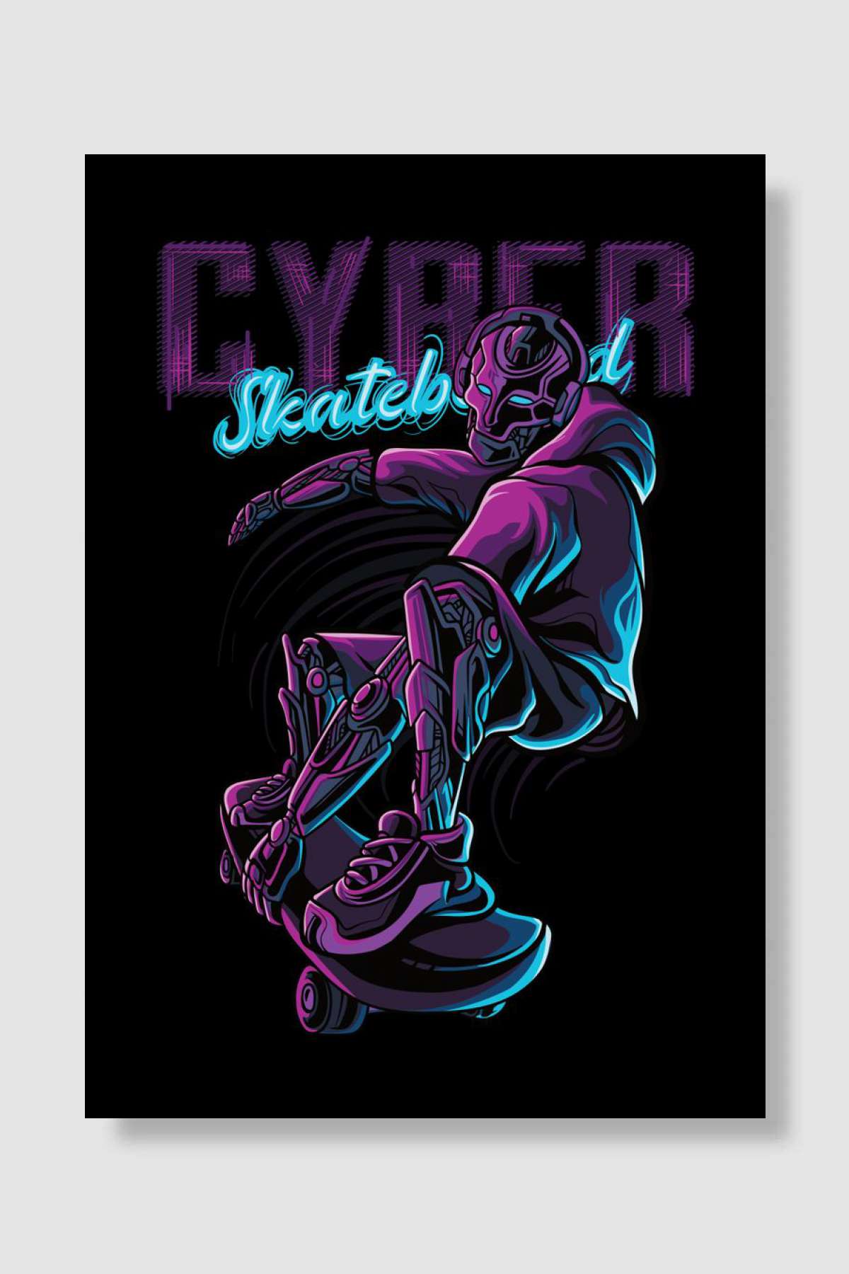 Robot Skater Cyber Müzik Poster Çerçevesiz Yüksek Kalite Müzik Afiş Duvar Poster - En İyi Fiyatlarla