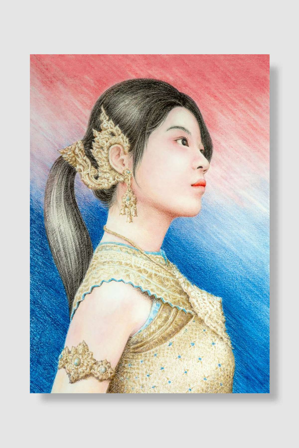 Girl in Thai classic dress Müzik Poster Çerçevesiz Yüksek Kalite Müzik Afiş Duvar Poster