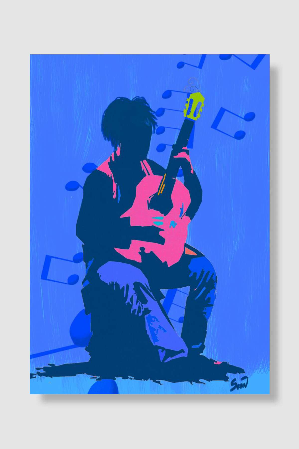 Guitar Player Müzik Poster Çerçevesiz Yüksek Kalite Müzik Afiş Duvar Poster