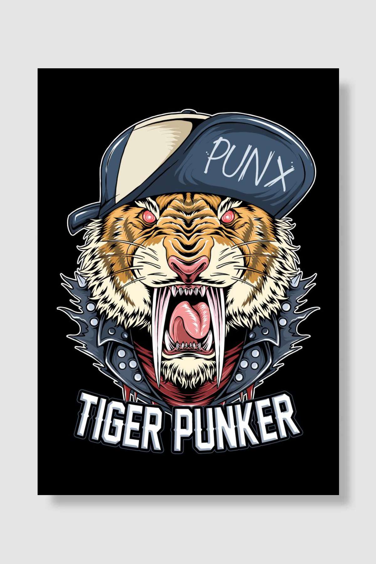 Tiger dress up punker Müzik Poster Çerçevesiz Yüksek Kalite Müzik Afiş Duvar Poster