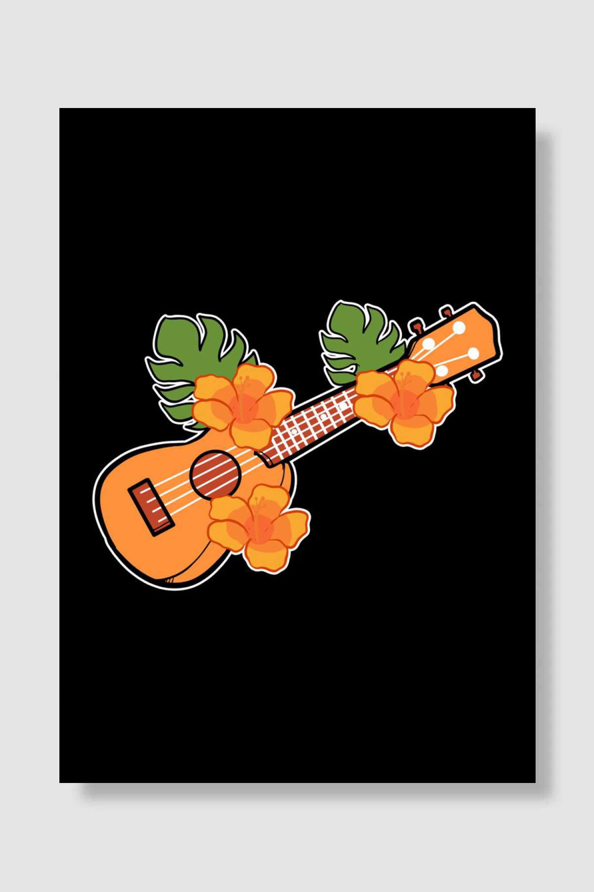 Ukulele Flower Müzik Poster Çerçevesiz Yüksek Kalite Müzik Afiş Duvar Poster