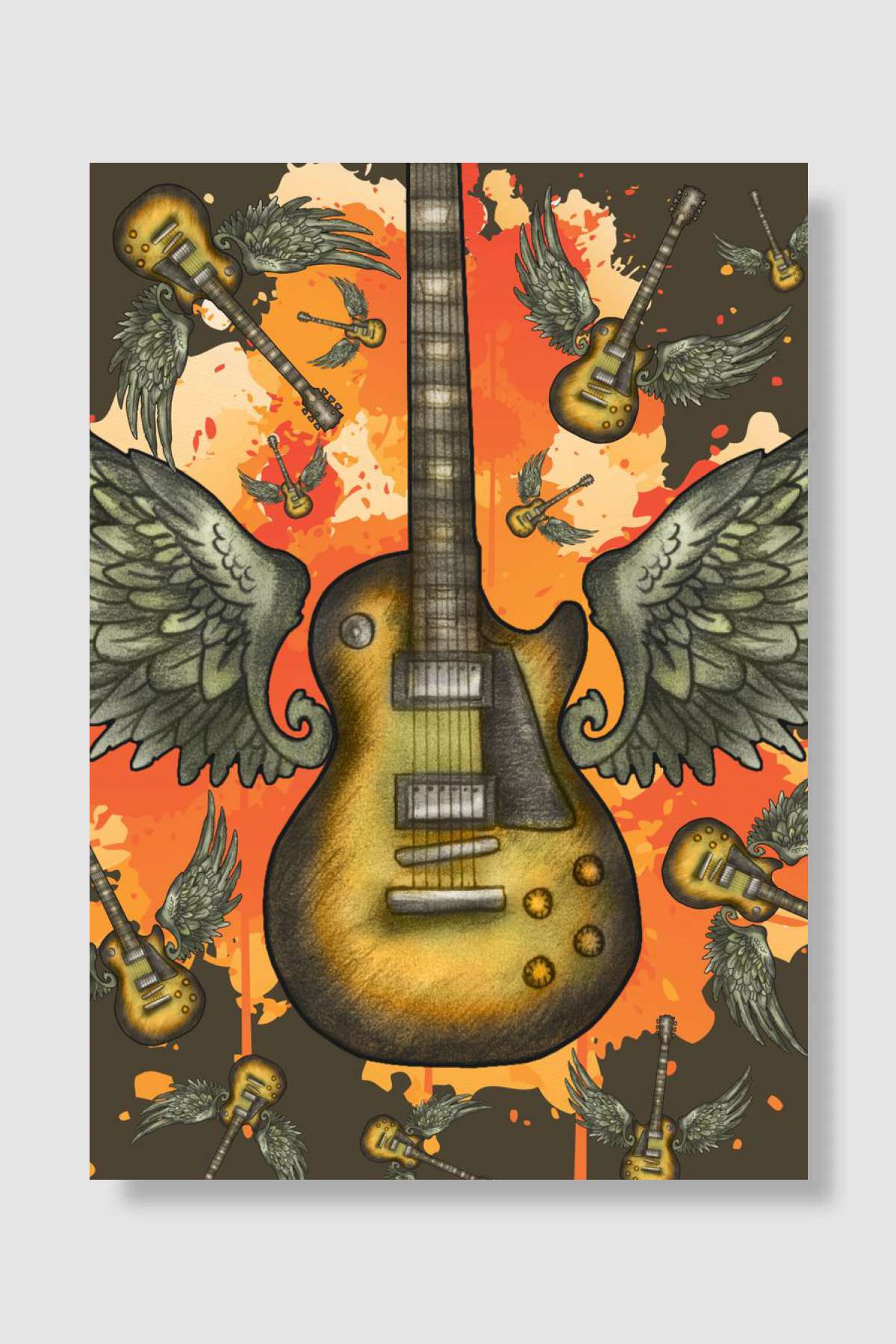 Electric guitar Müzik Poster Çerçevesiz Yüksek Kalite Müzik Afiş Duvar Poster