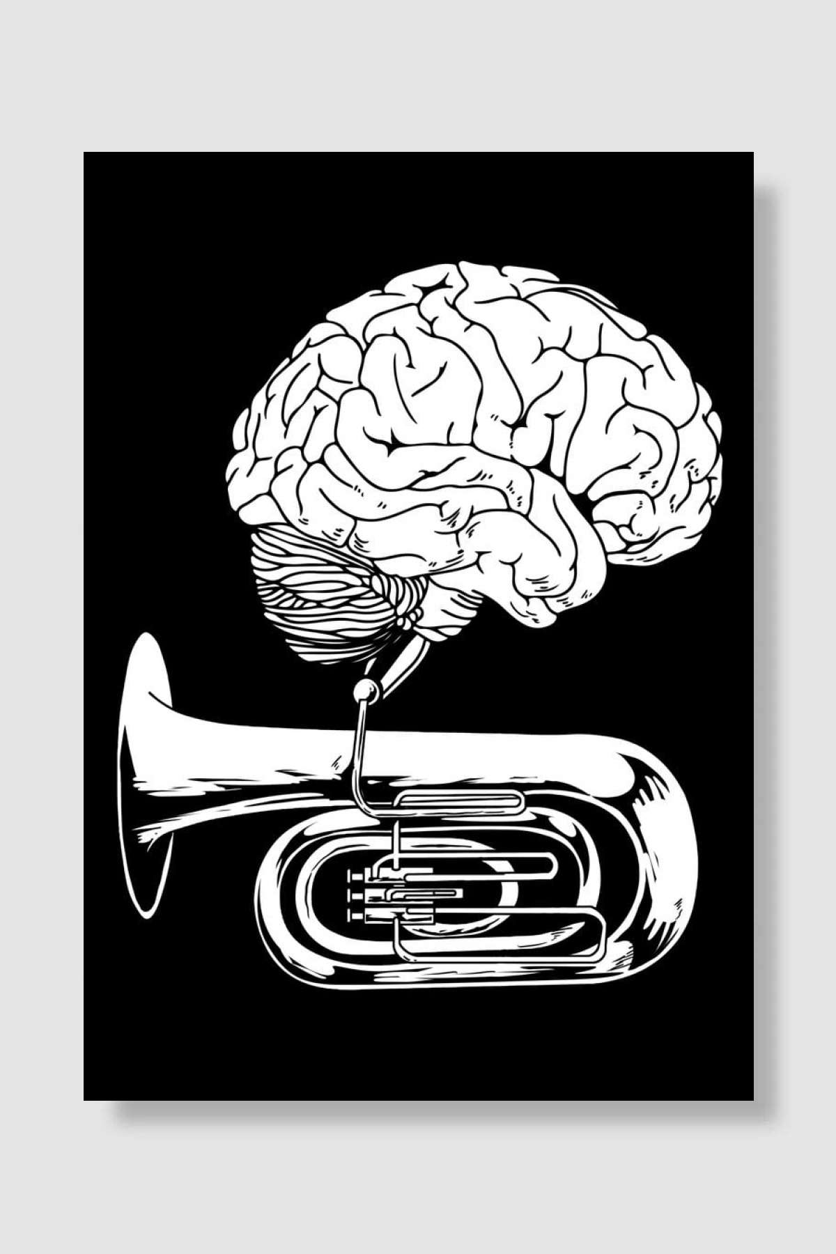 Marching Band Tuba Brain Müzik Poster Çerçevesiz Yüksek Kalite Müzik Afiş Duvar Poster