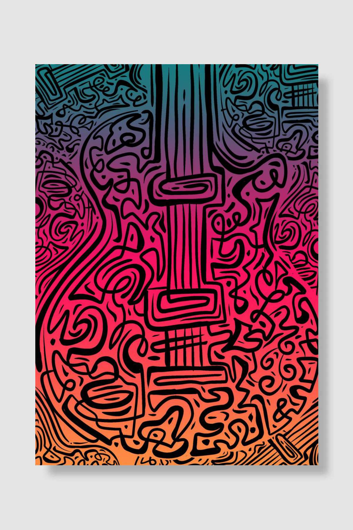 Guitar Müzik Poster Çerçevesiz Yüksek Kalite Müzik Afiş Duvar Poster
