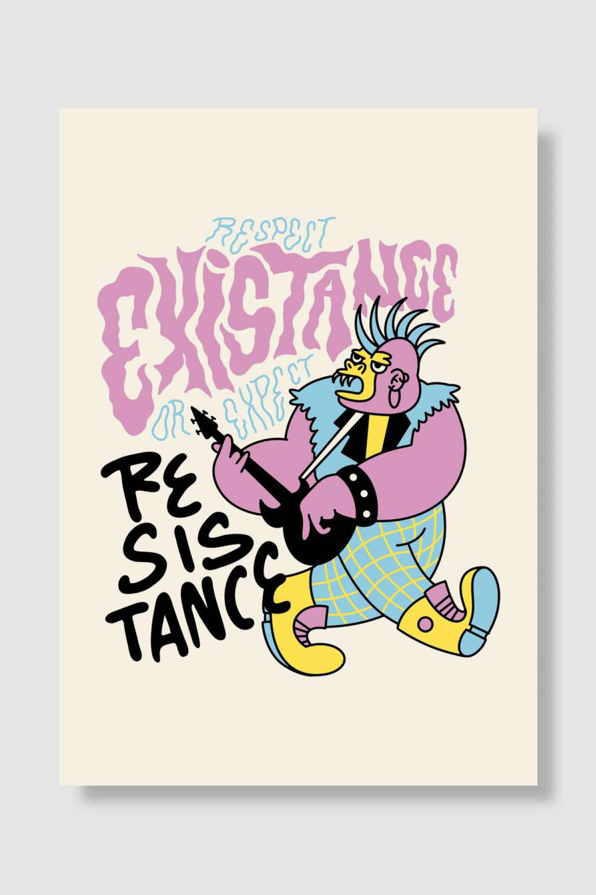 Punk Gorilla Müzik Poster Çerçevesiz Yüksek Kalite Müzik Afiş Duvar Poster