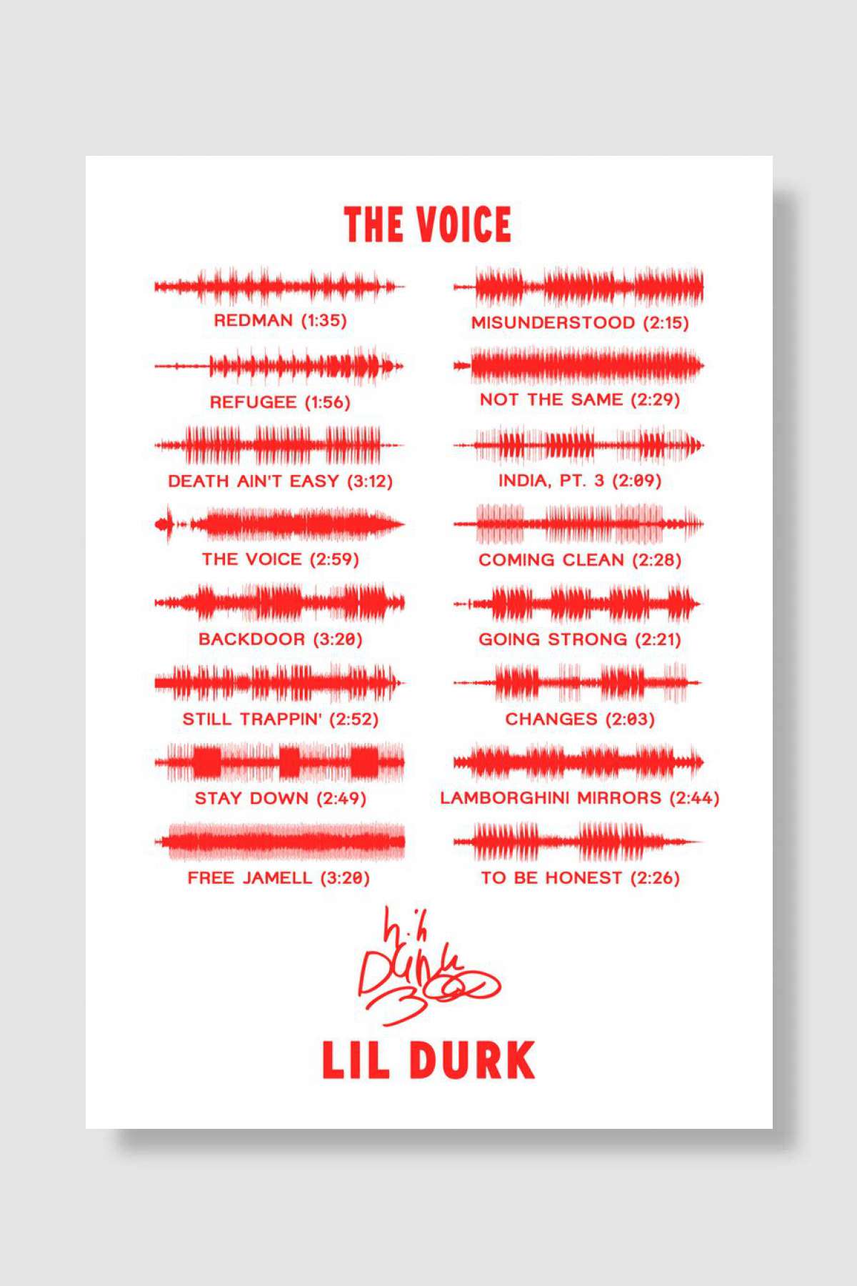 LIL DURK Müzik Poster Çerçevesiz Yüksek Kalite Müzik Afiş Duvar Poster
