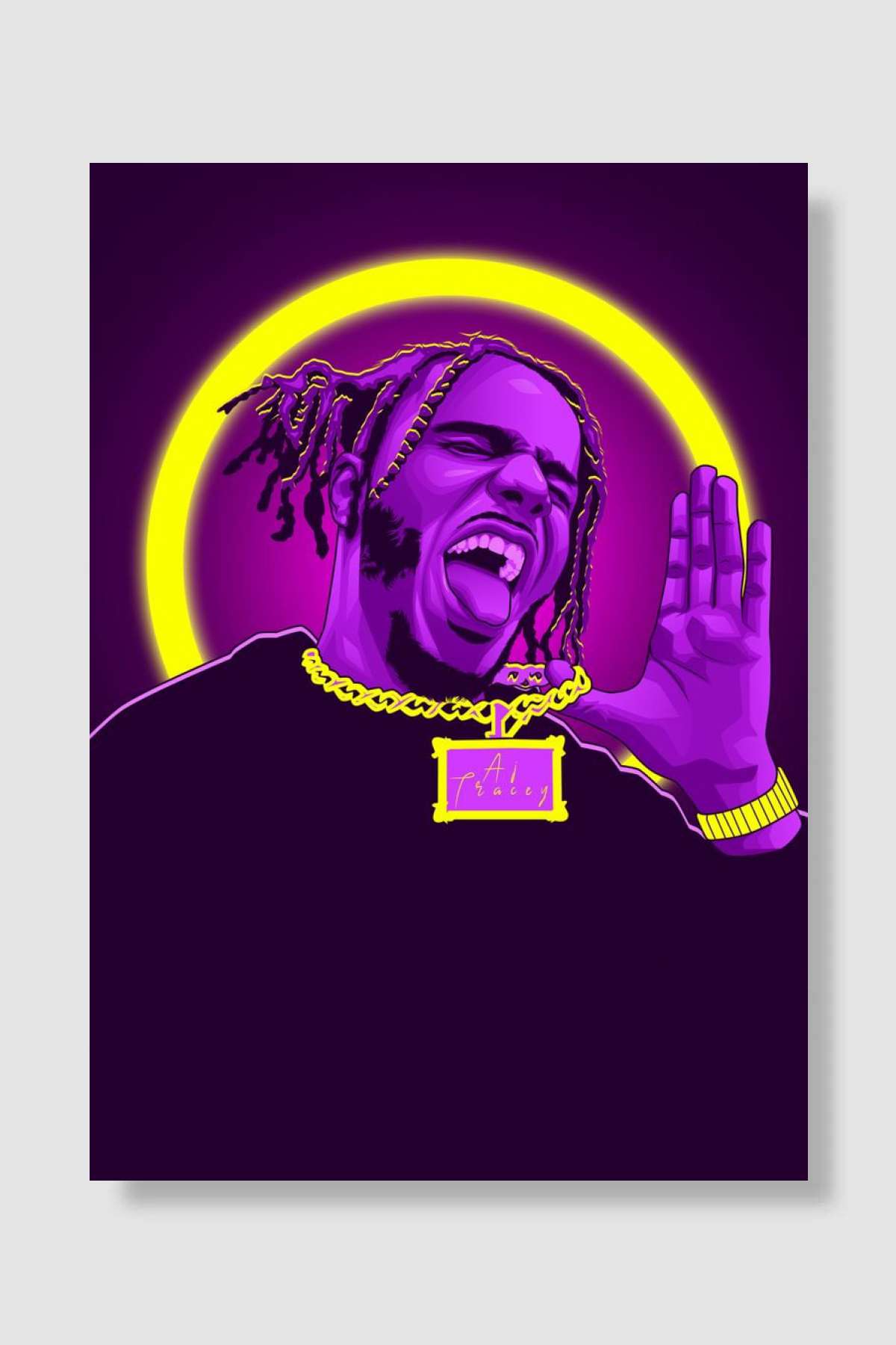 AJ Tracey Neon Müzik Poster Çerçevesiz Yüksek Kalite Müzik Afiş Duvar Poster