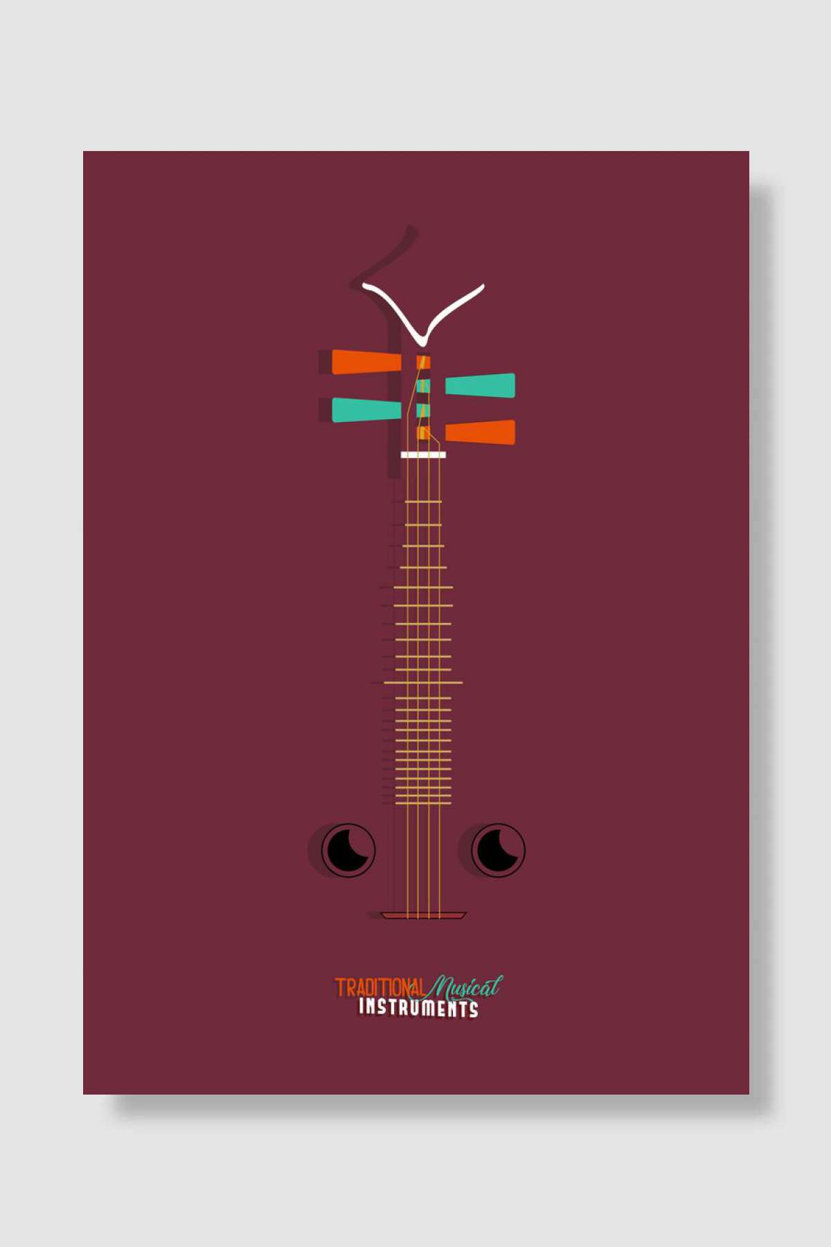 Mandolin illustration Müzik Poster Çerçevesiz Yüksek Kalite Müzik Afiş Duvar Poster