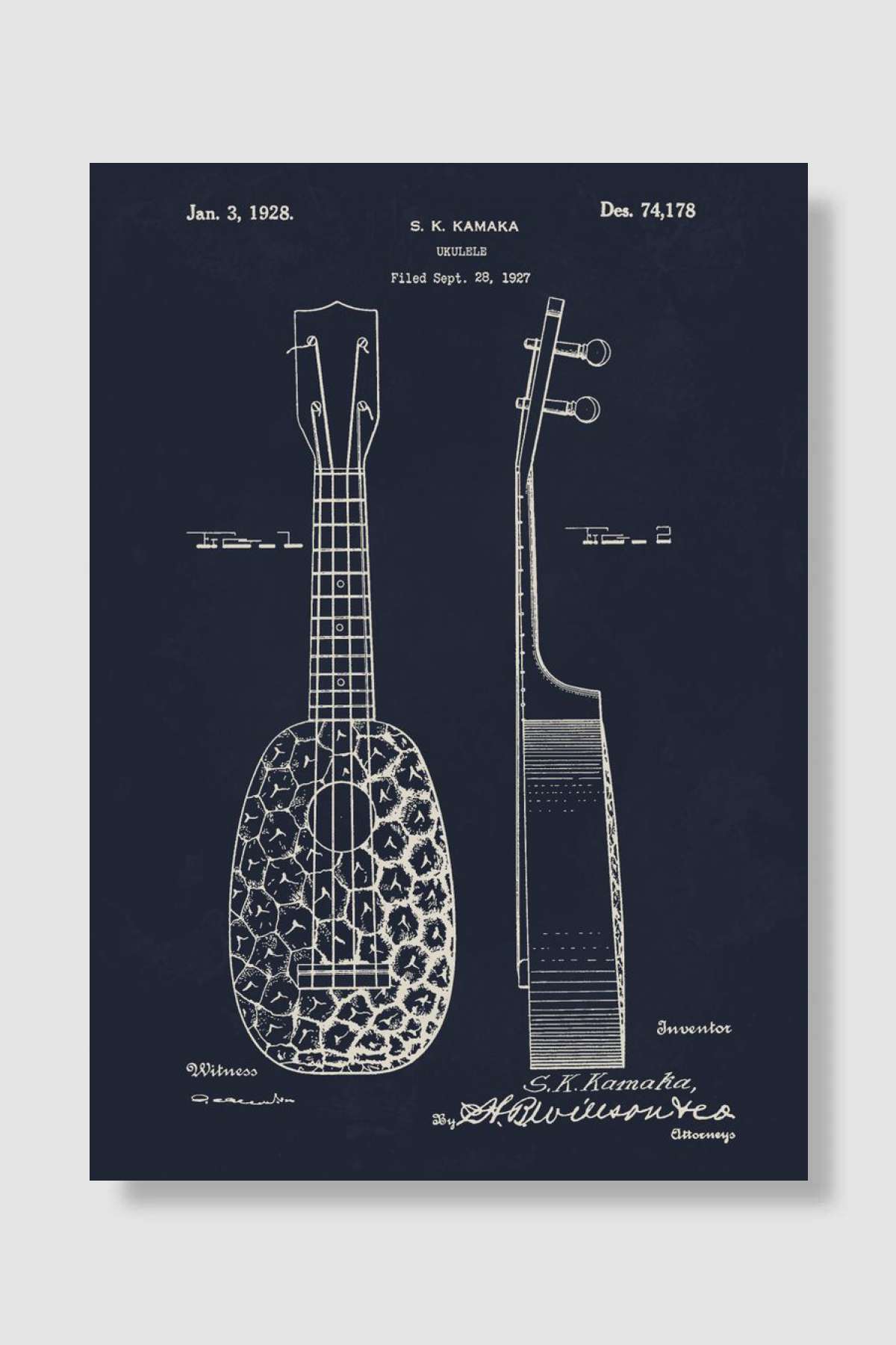 Ukulele 1928 Müzik Poster Çerçevesiz Yüksek Kalite Müzik Afiş Duvar Poster