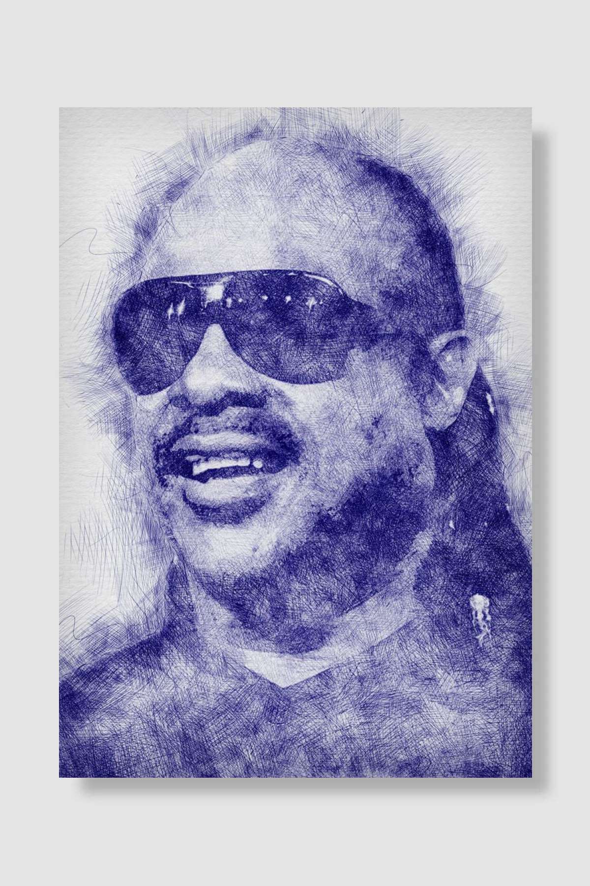 Stevie Wonder Pen Sketch Müzik Poster Çerçevesiz Yüksek Kalite Müzik Afiş Duvar Poster