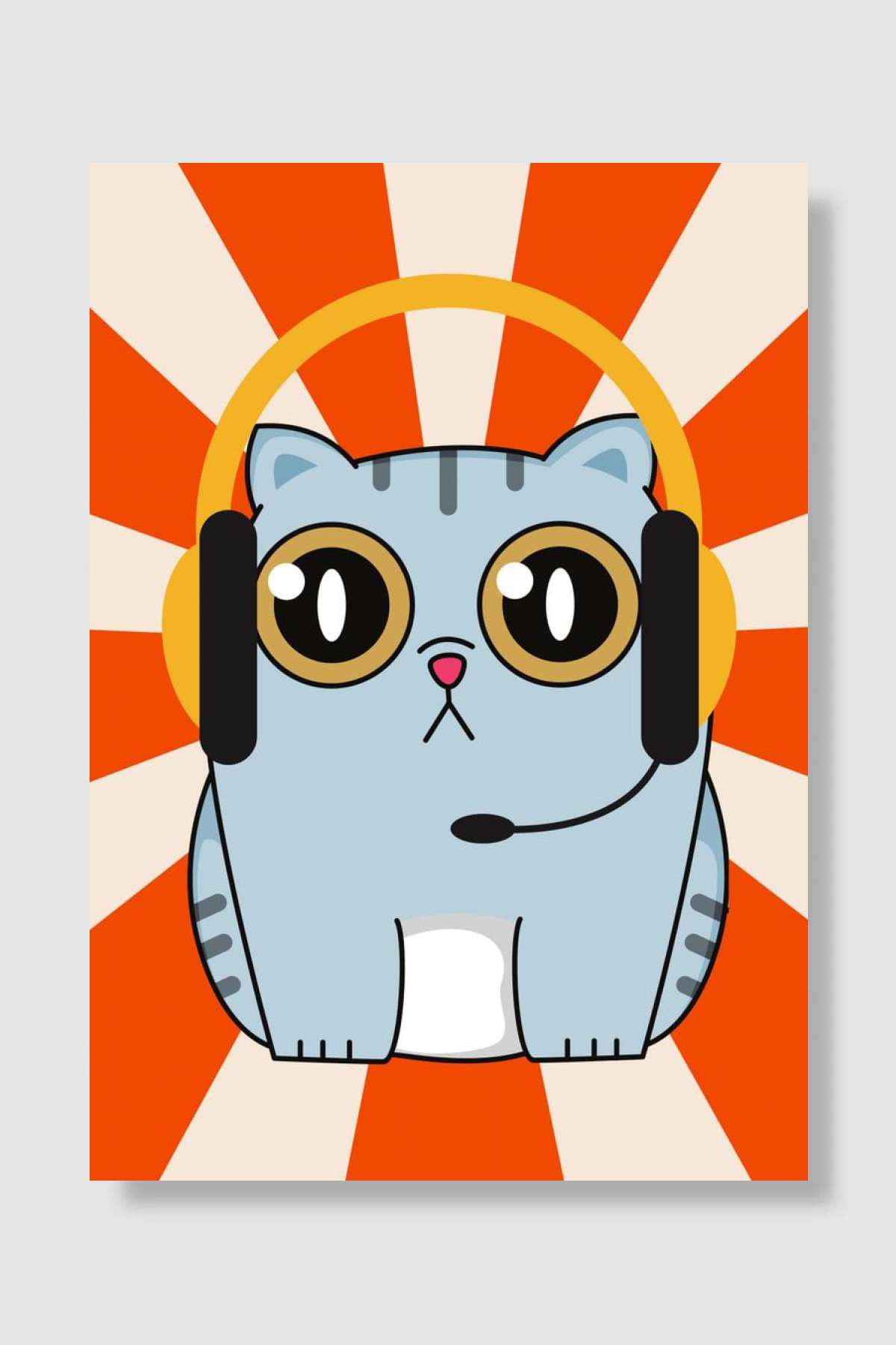 Gaming Cat Headset Müzik Poster Çerçevesiz Yüksek Kalite Müzik Afiş Duvar Poster