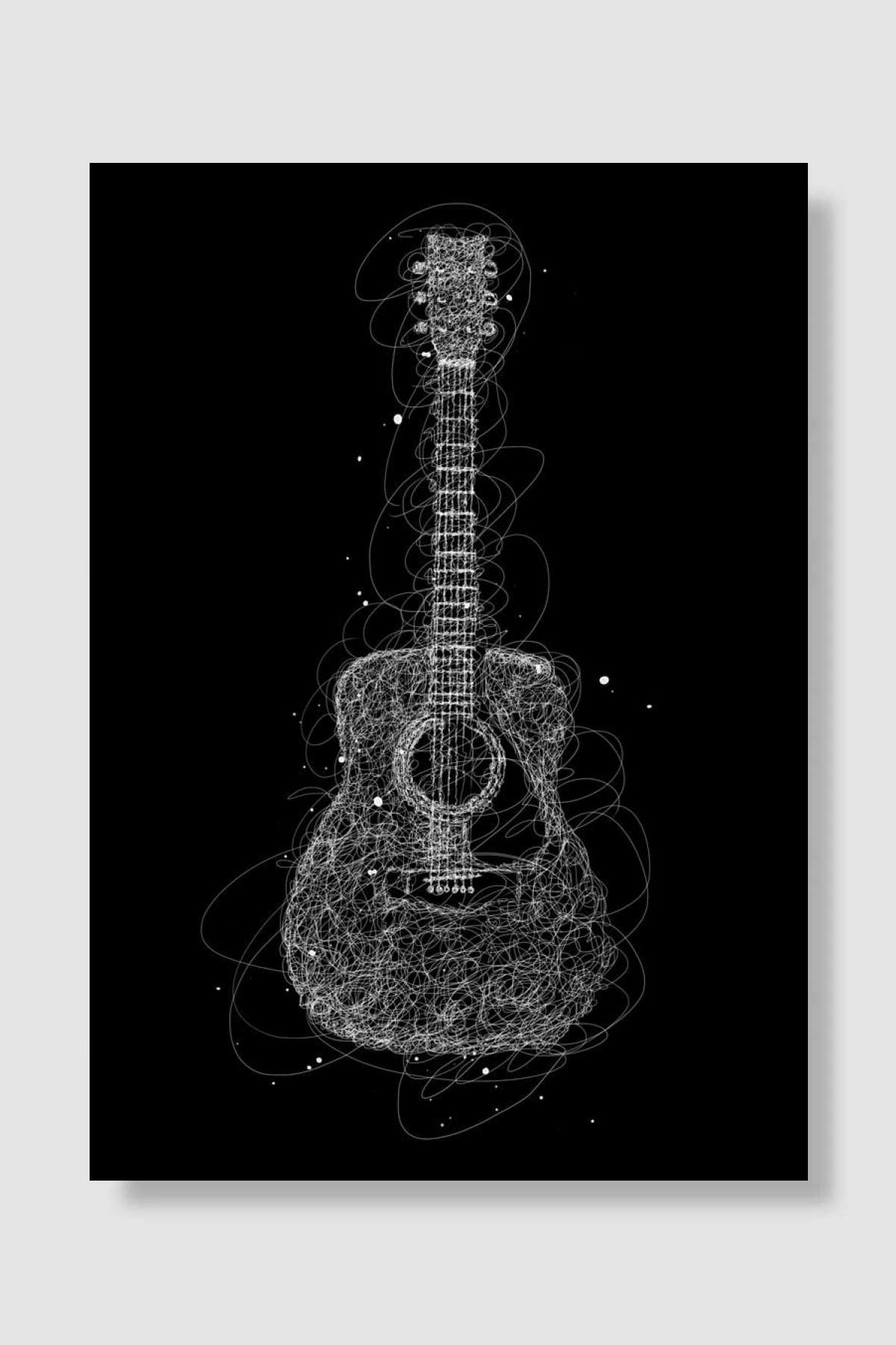 guitar acoustic scribbles Müzik Poster Çerçevesiz Yüksek Kalite Müzik Afiş Duvar Poster