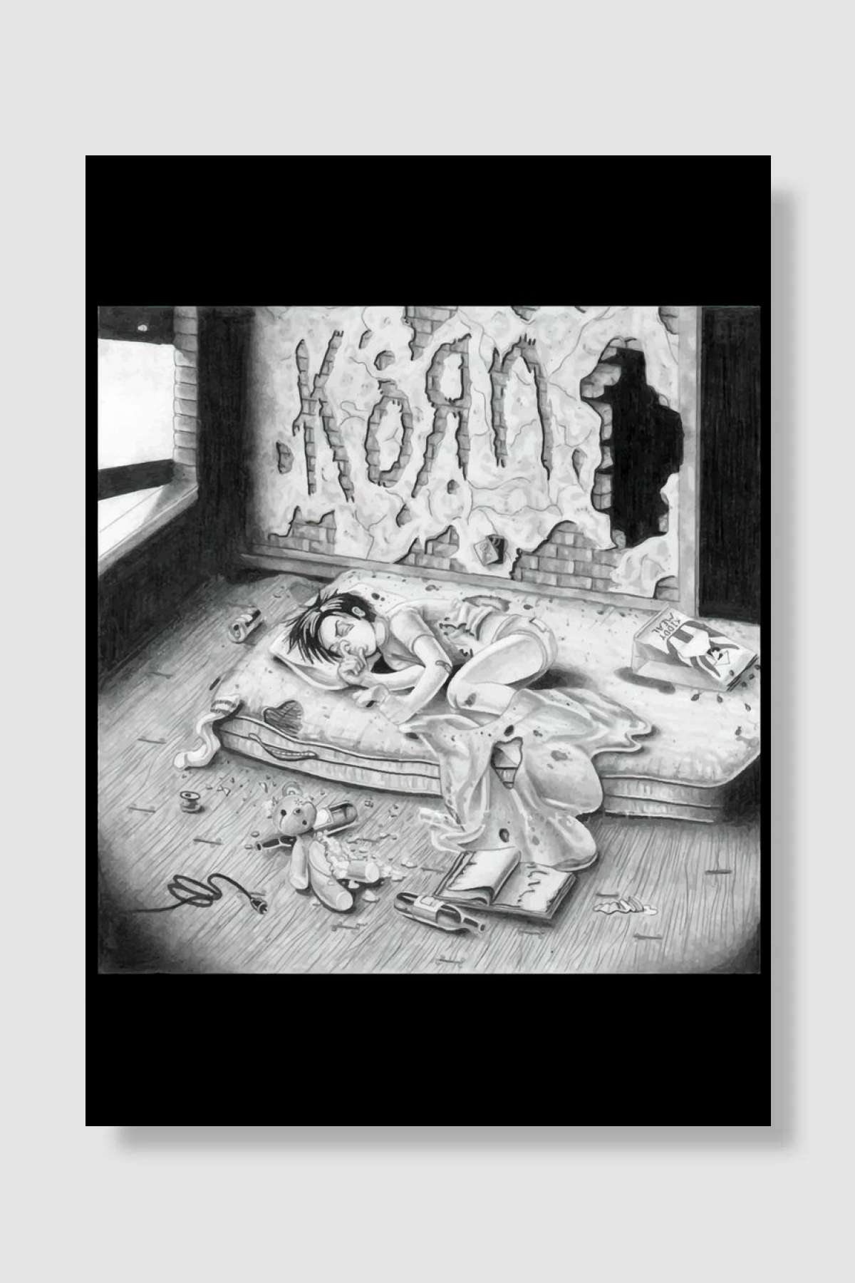 korn black white band Müzik Poster Çerçevesiz Yüksek Kalite Müzik Afiş Duvar Poster