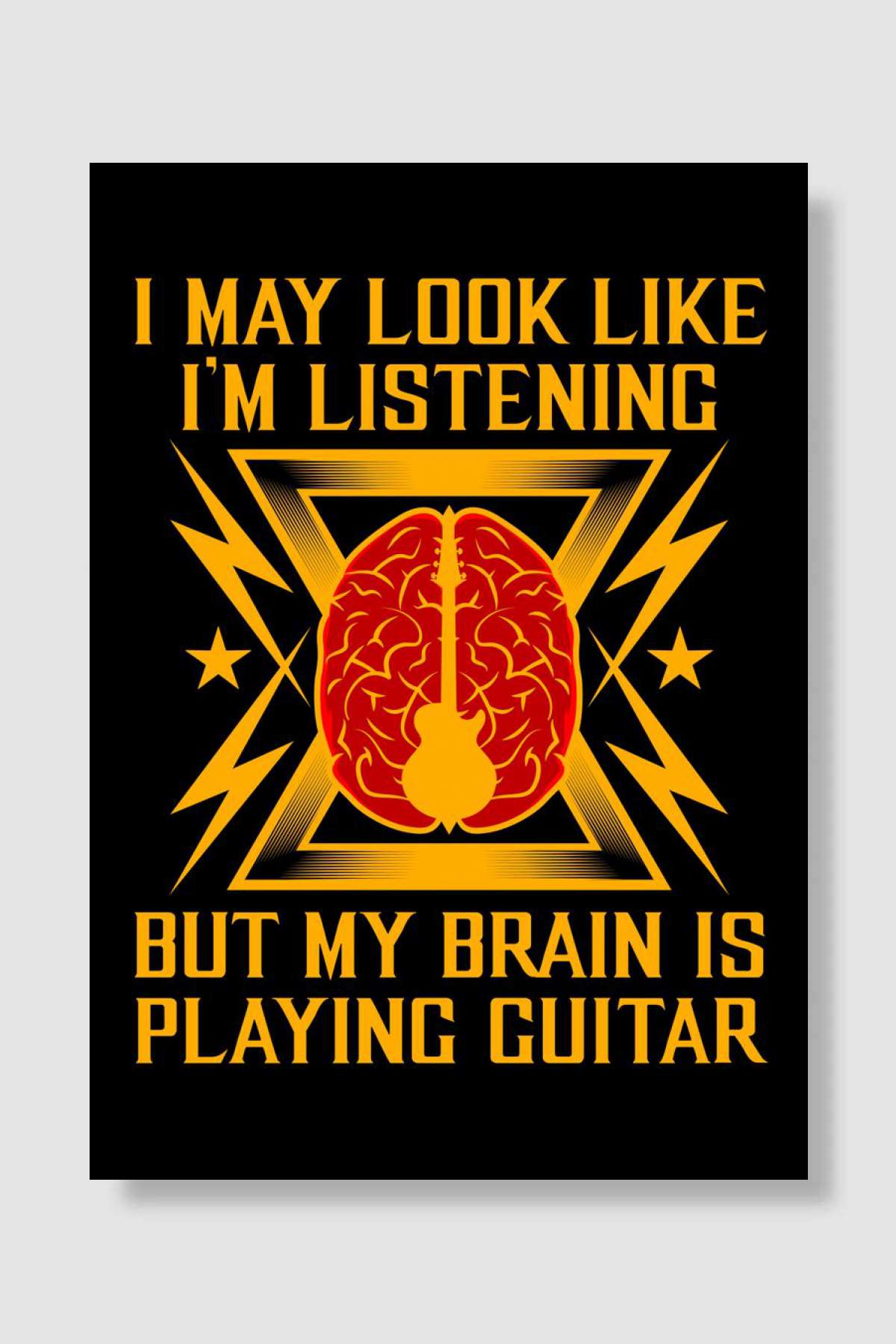 My Brain Is Playing Guitar Müzik Poster Çerçevesiz Yüksek Kalite Müzik Afiş Duvar Poster
