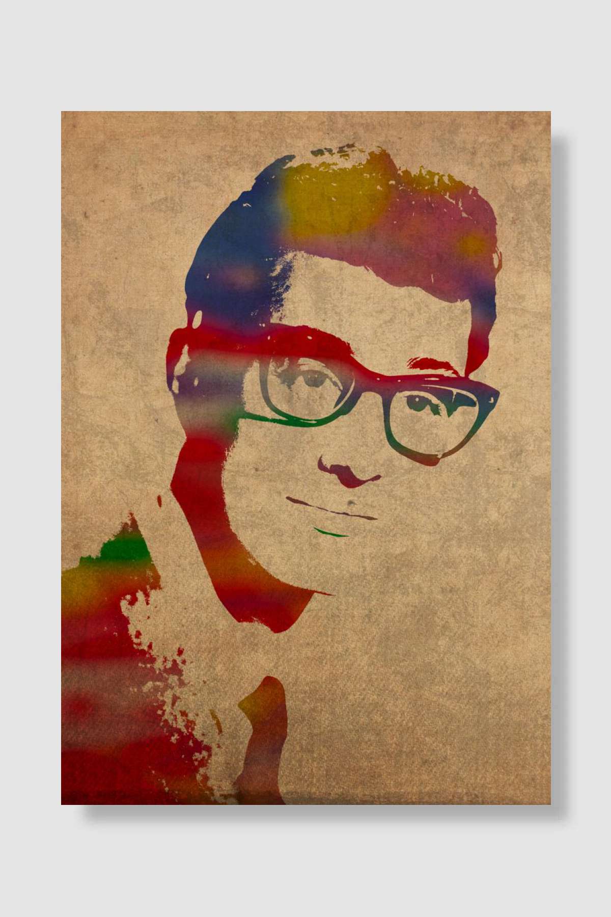 Buddy Holly Watercolor Portrait Müzik Poster Çerçevesiz Yüksek Kalite Müzik Afiş Duvar Poster
