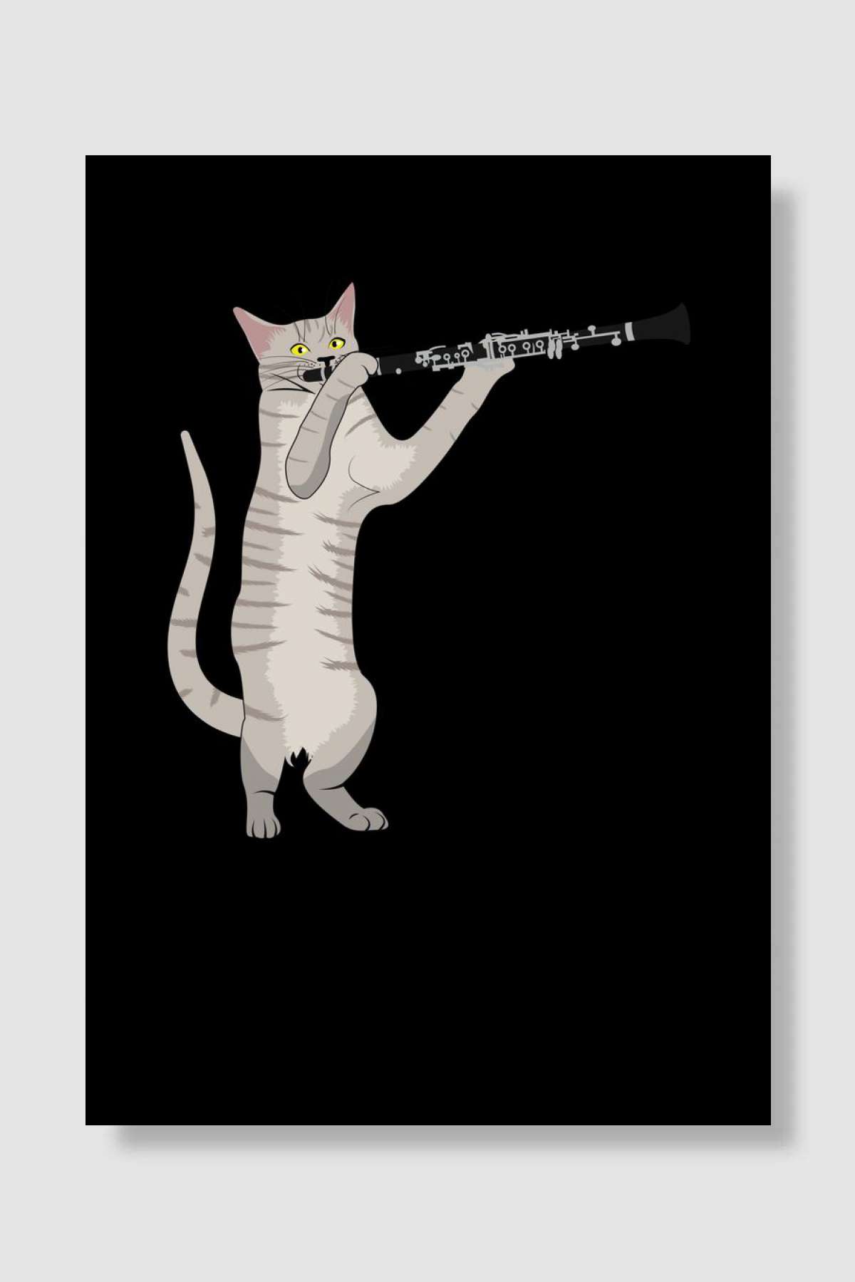 Clarinet Cat Gift Müzik Poster Çerçevesiz Yüksek Kalite Müzik Afiş Duvar Poster
