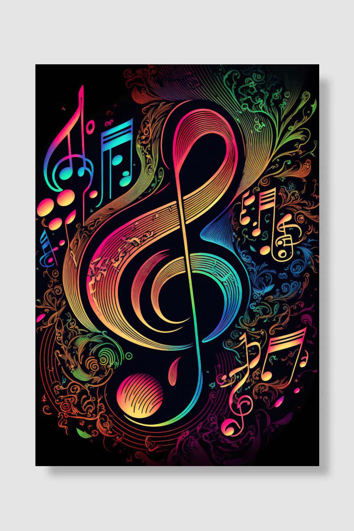 Live Music Neon Müzik Poster Çerçevesiz Yüksek Kalite Müzik Afiş Duvar Poster