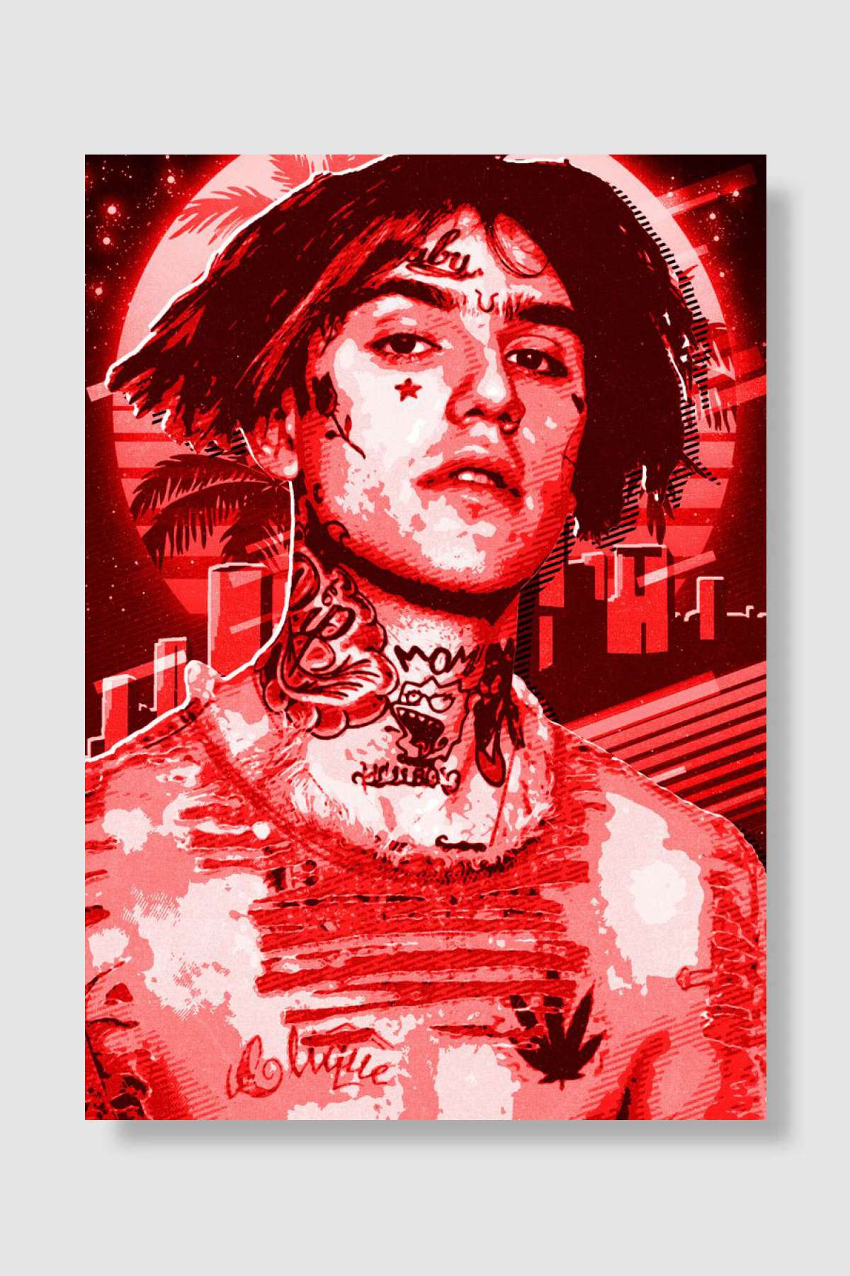 Lil Peep red retro Müzik Poster Çerçevesiz Yüksek Kalite Müzik Afiş Duvar Poster