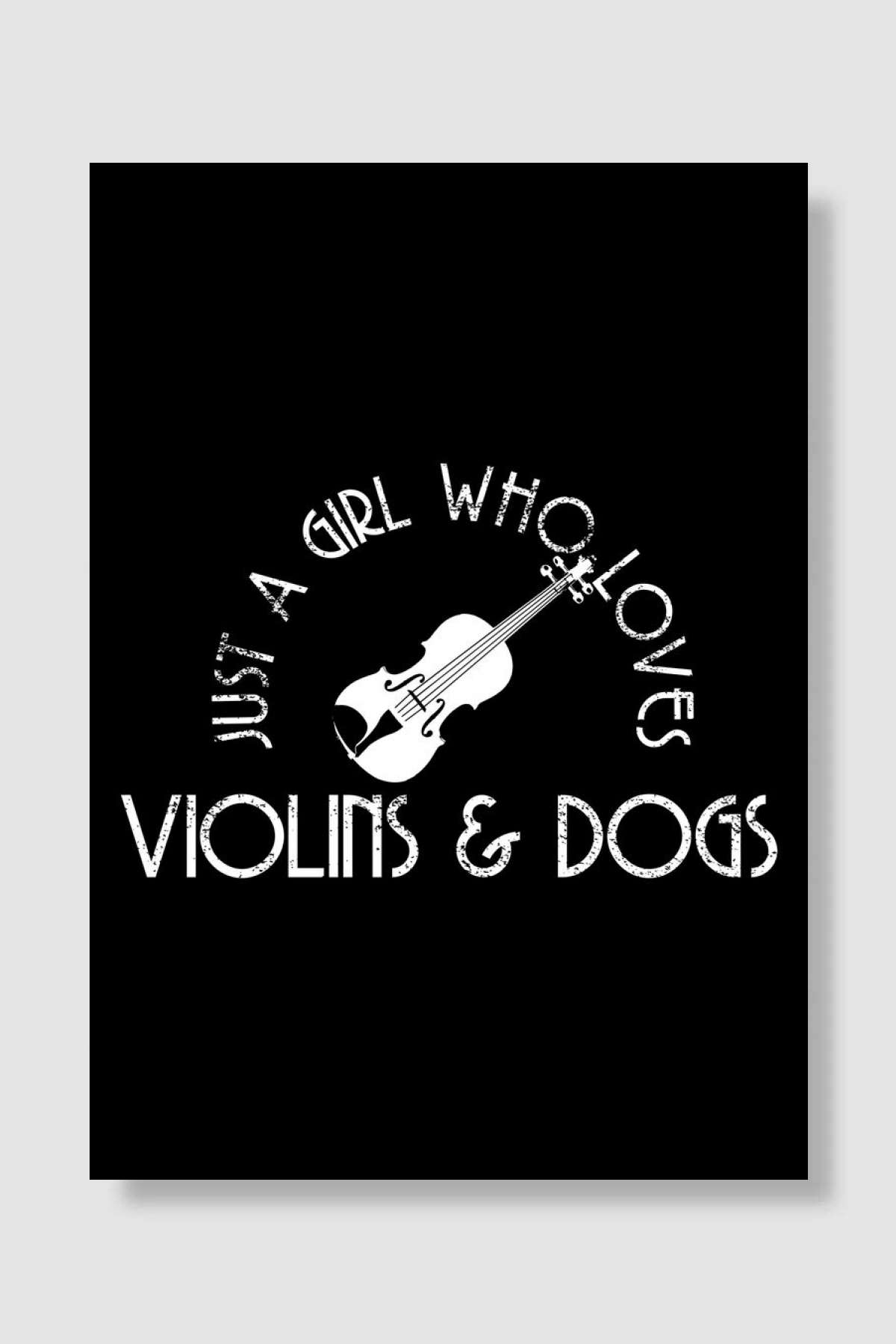 Violin Dog Girl Müzik Poster Çerçevesiz Yüksek Kalite Müzik Afiş Duvar Poster