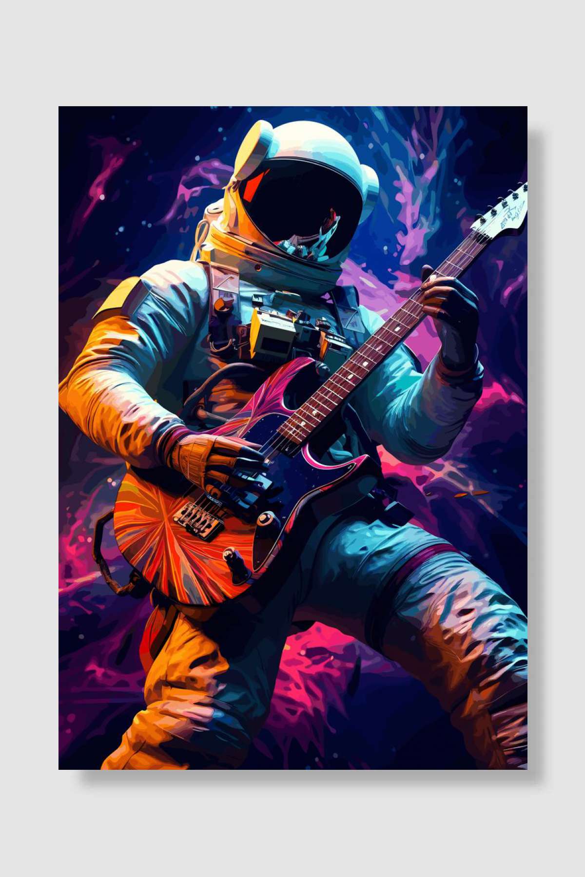 Astronaut Guitar Müzik Poster Çerçevesiz Yüksek Kalite Müzik Afiş Duvar Poster