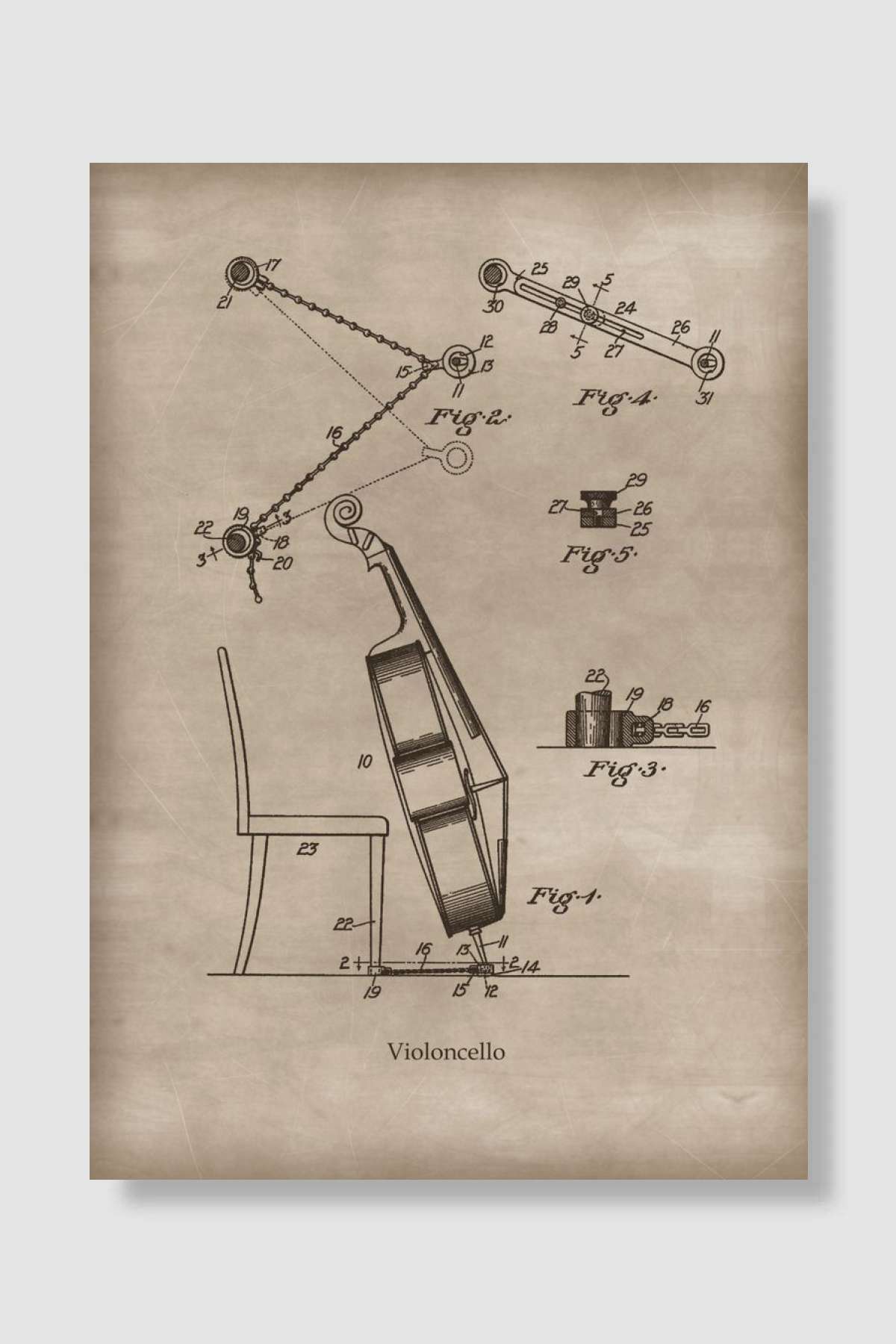 Vintage Violoncello Müzik Poster Çerçevesiz Yüksek Kalite Müzik Afiş Duvar Poster