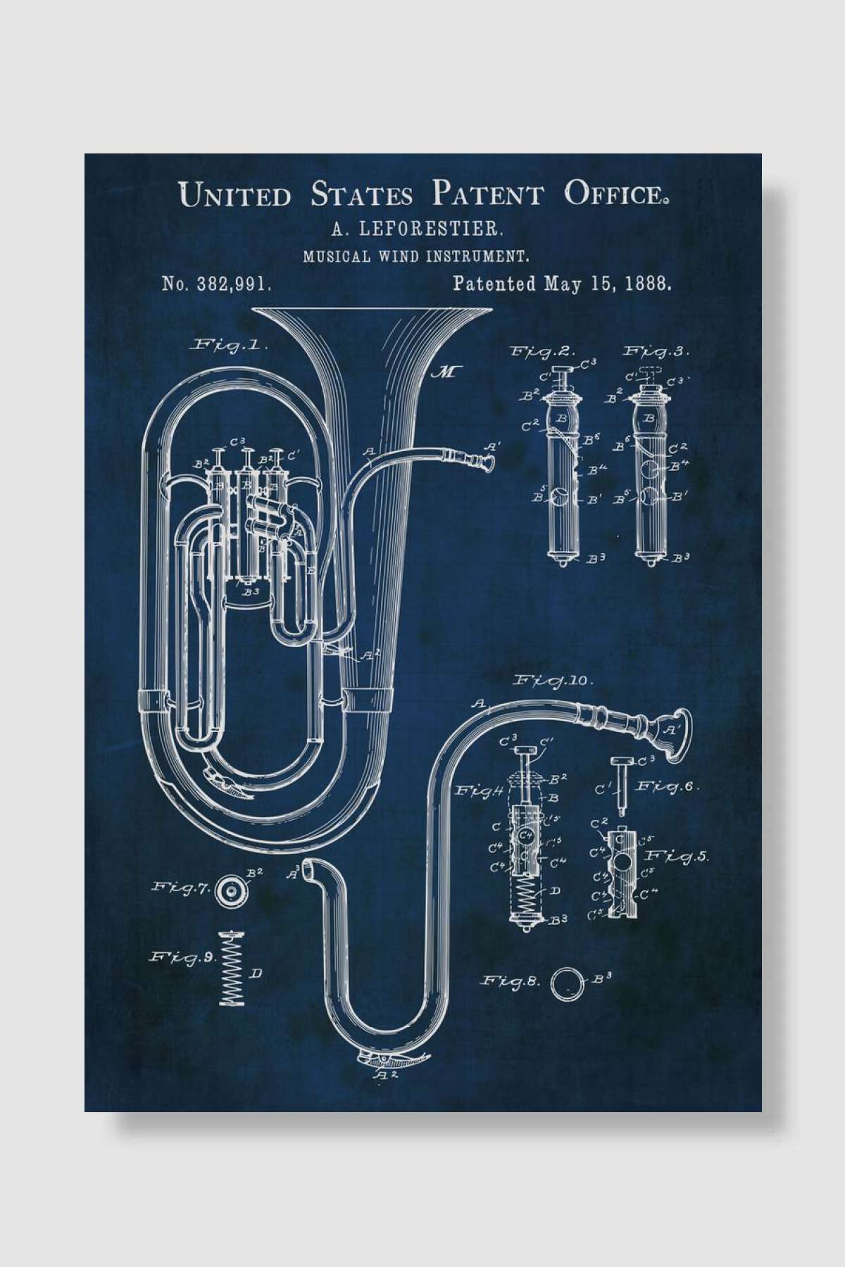 1888 musical wind instrume Müzik Poster Çerçevesiz Yüksek Kalite Müzik Afiş Duvar Poster