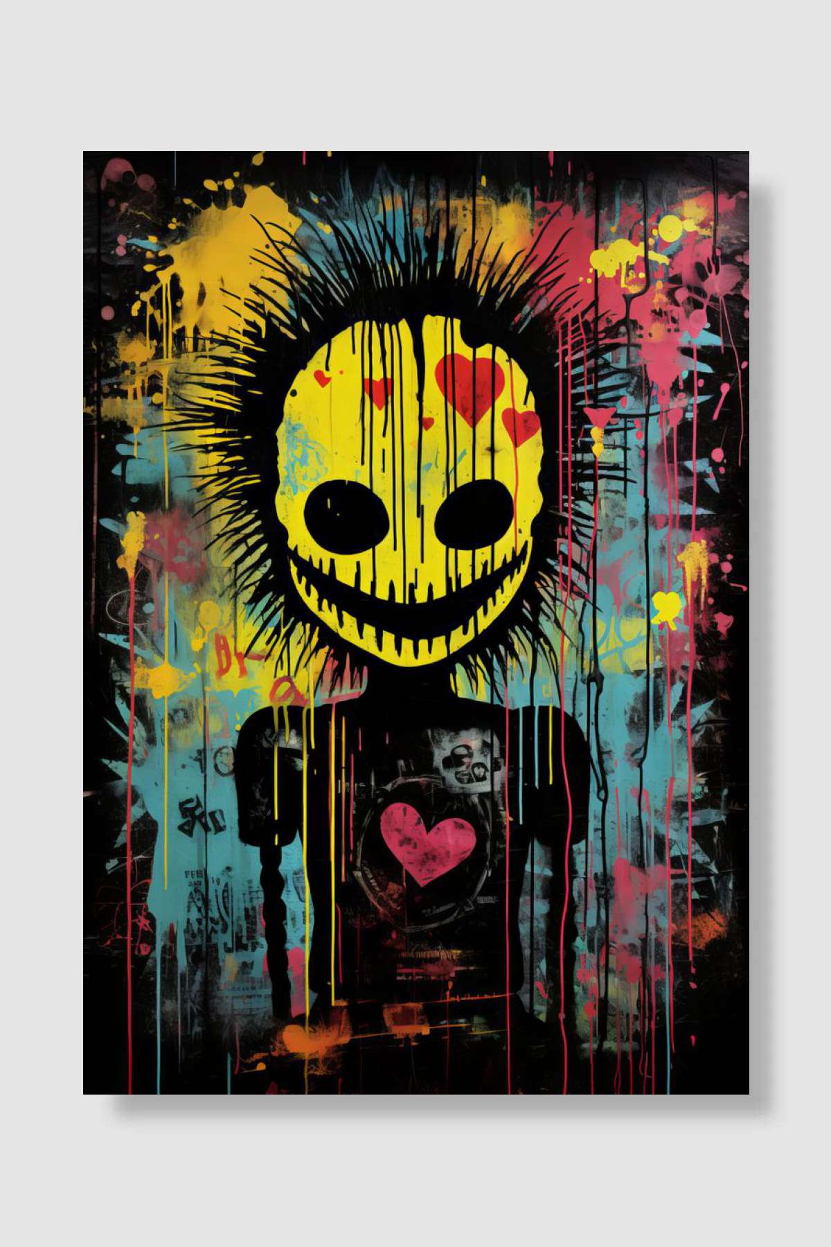 Scary Smiley Face v2 Müzik Poster Çerçevesiz Yüksek Kalite Müzik Afiş Duvar Poster