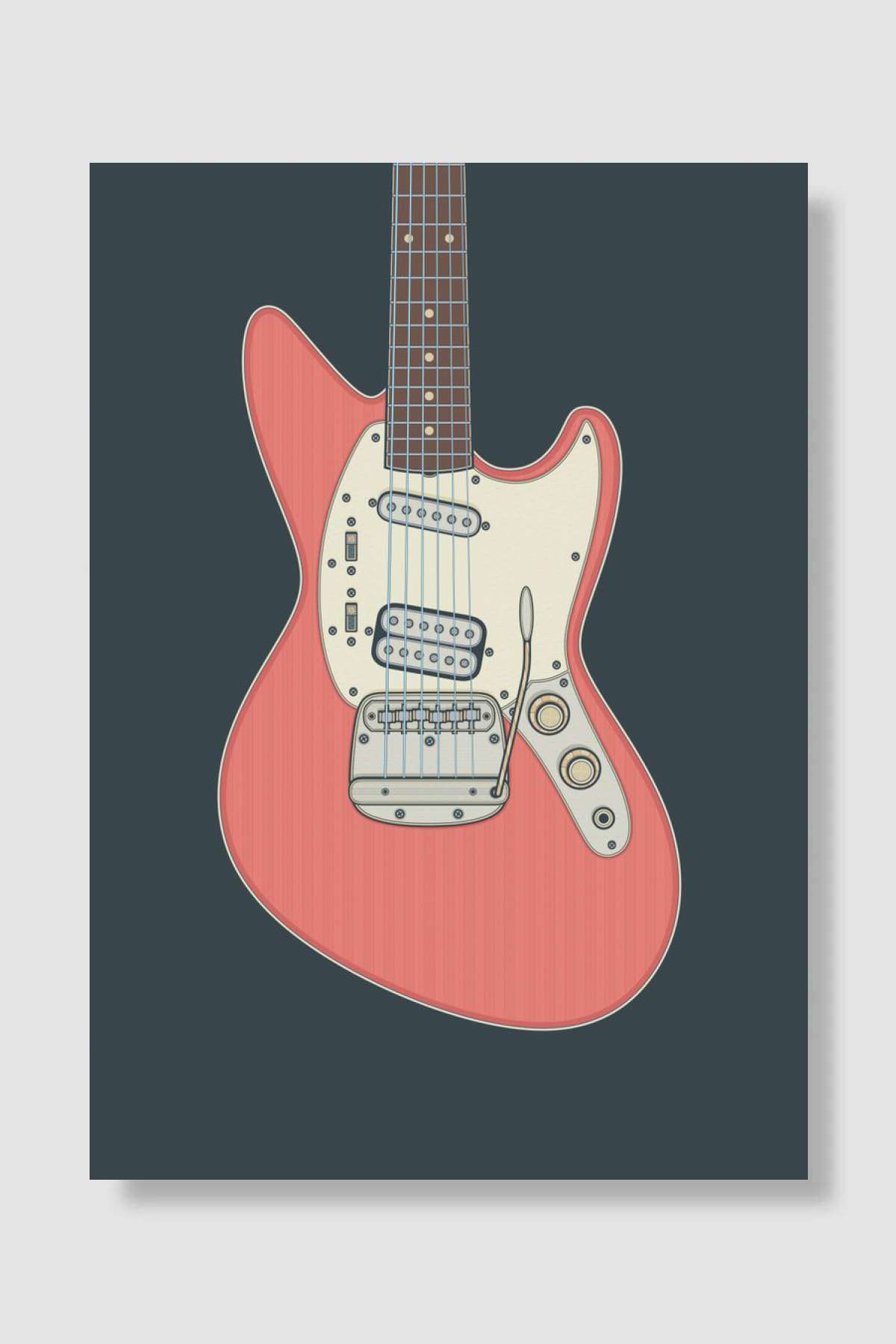 Fiesta Red Offset Guitar Müzik Poster Çerçevesiz Yüksek Kalite Müzik Afiş Duvar Poster
