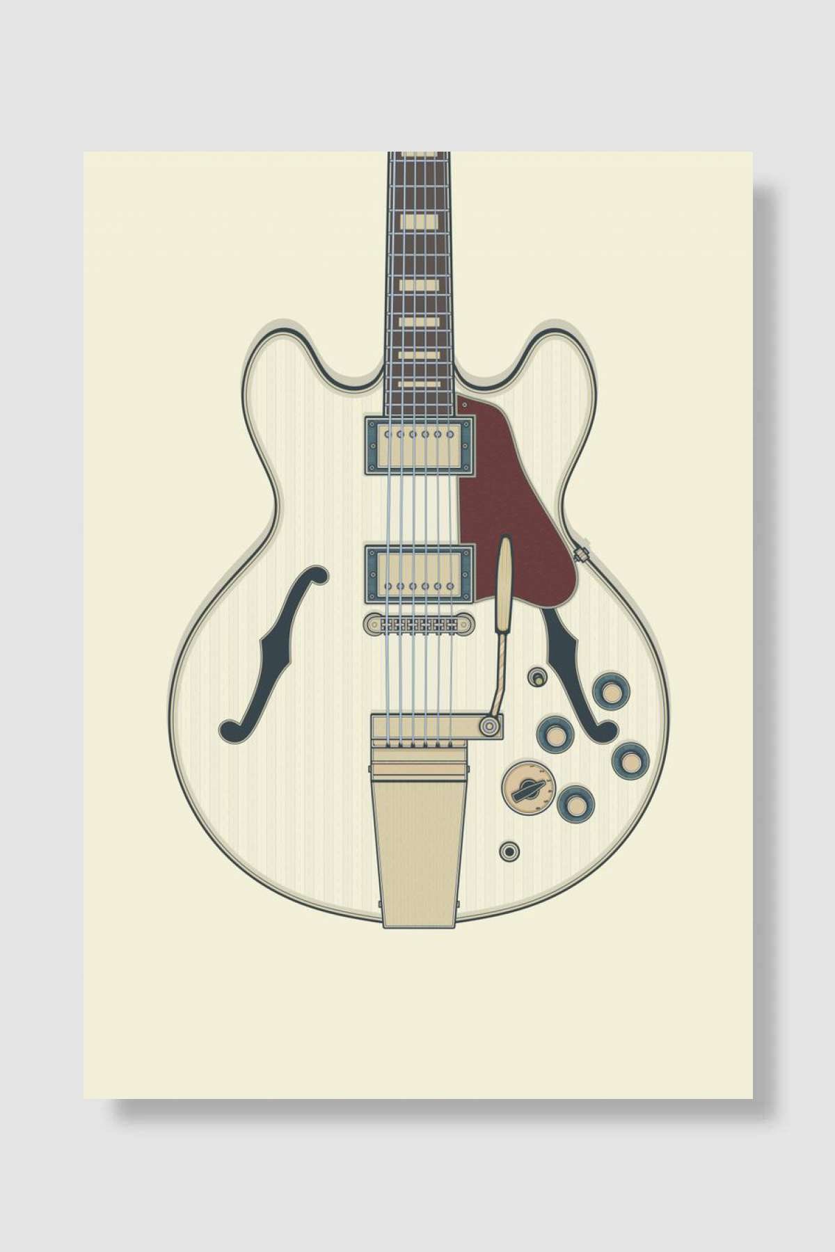 Vintage Hollow Body Guitar Müzik Poster Çerçevesiz Yüksek Kalite Müzik Afiş Duvar Poster