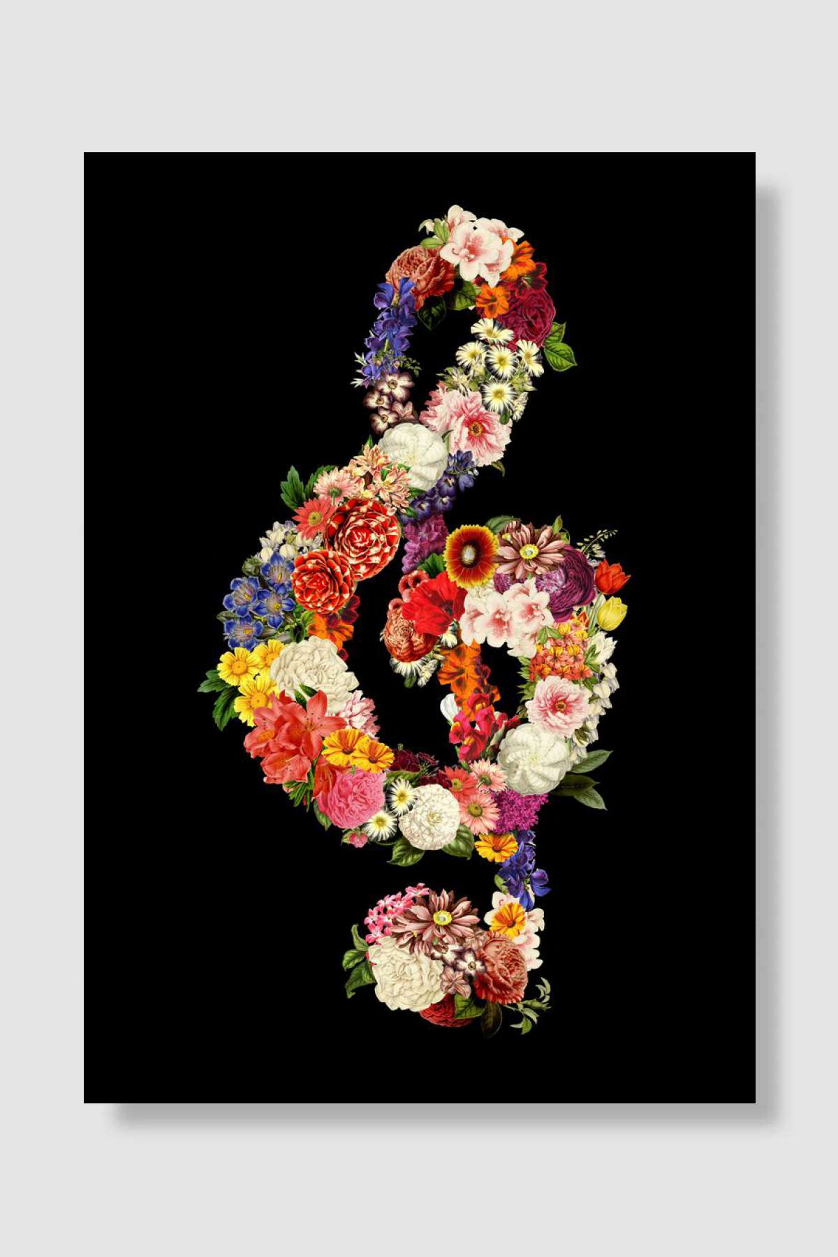 Flower Music Heart Müzik Poster Çerçevesiz Yüksek Kalite Müzik Afiş Duvar Poster - En İyi Fiyatlarla