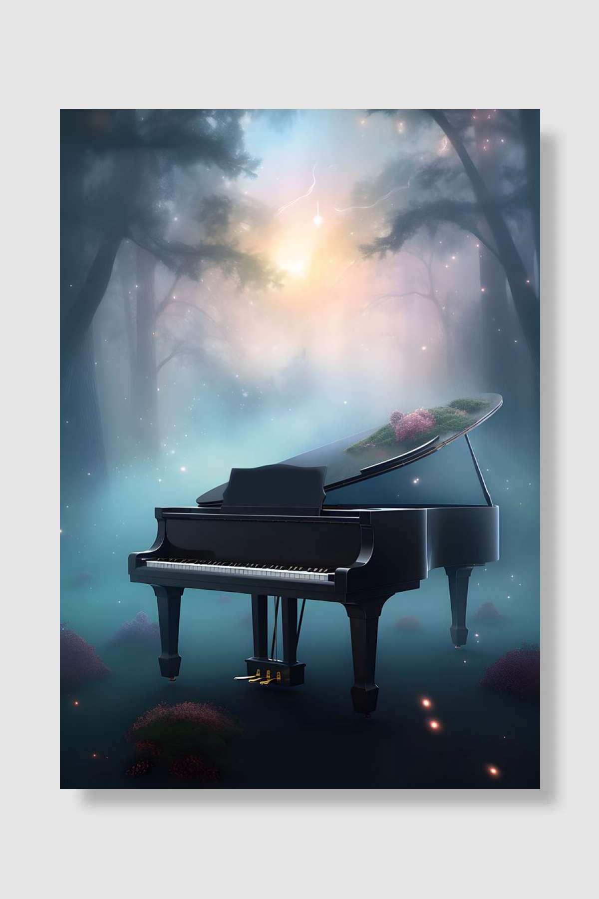 Musical Magic Grand Piano Müzik Poster Çerçevesiz Yüksek Kalite Müzik Afiş Duvar Poster