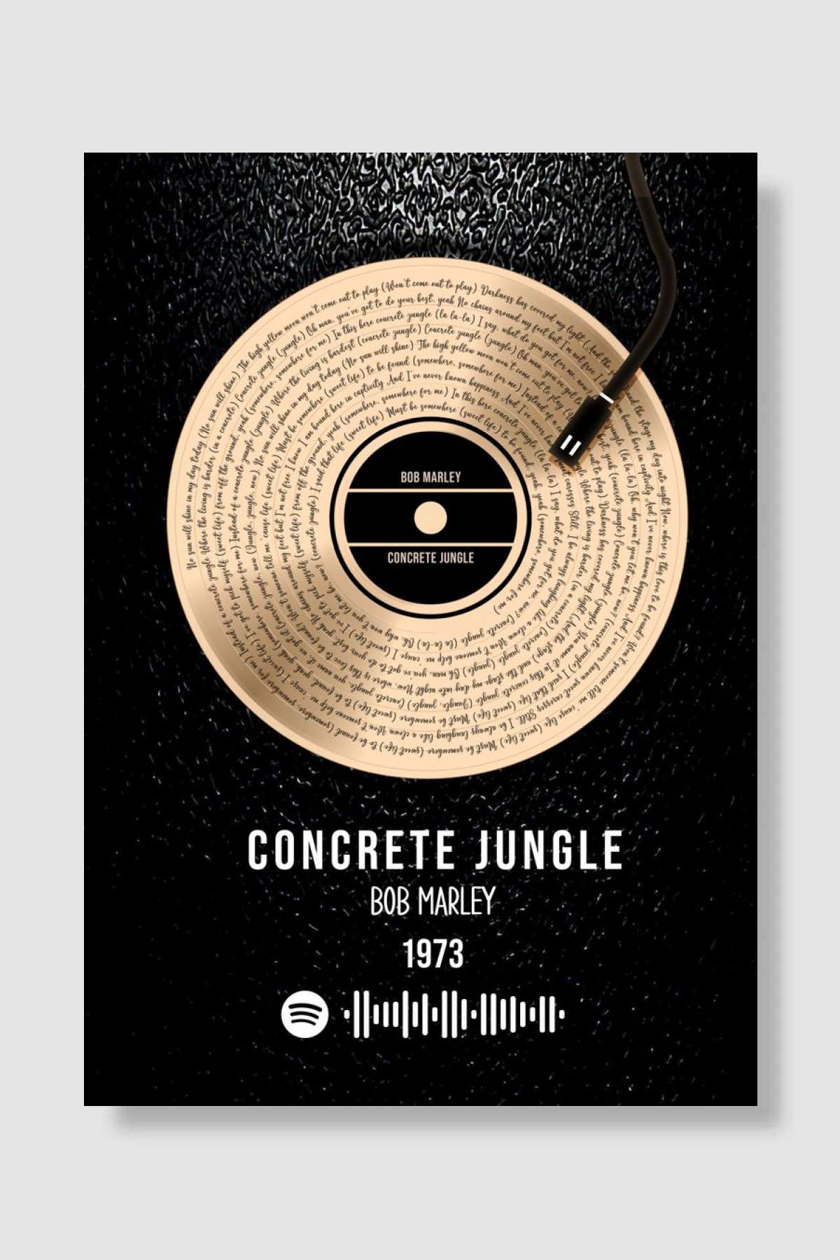 Concrete Jungle Song Lyric Müzik Poster Çerçevesiz Yüksek Kalite Müzik Afiş Duvar Poster