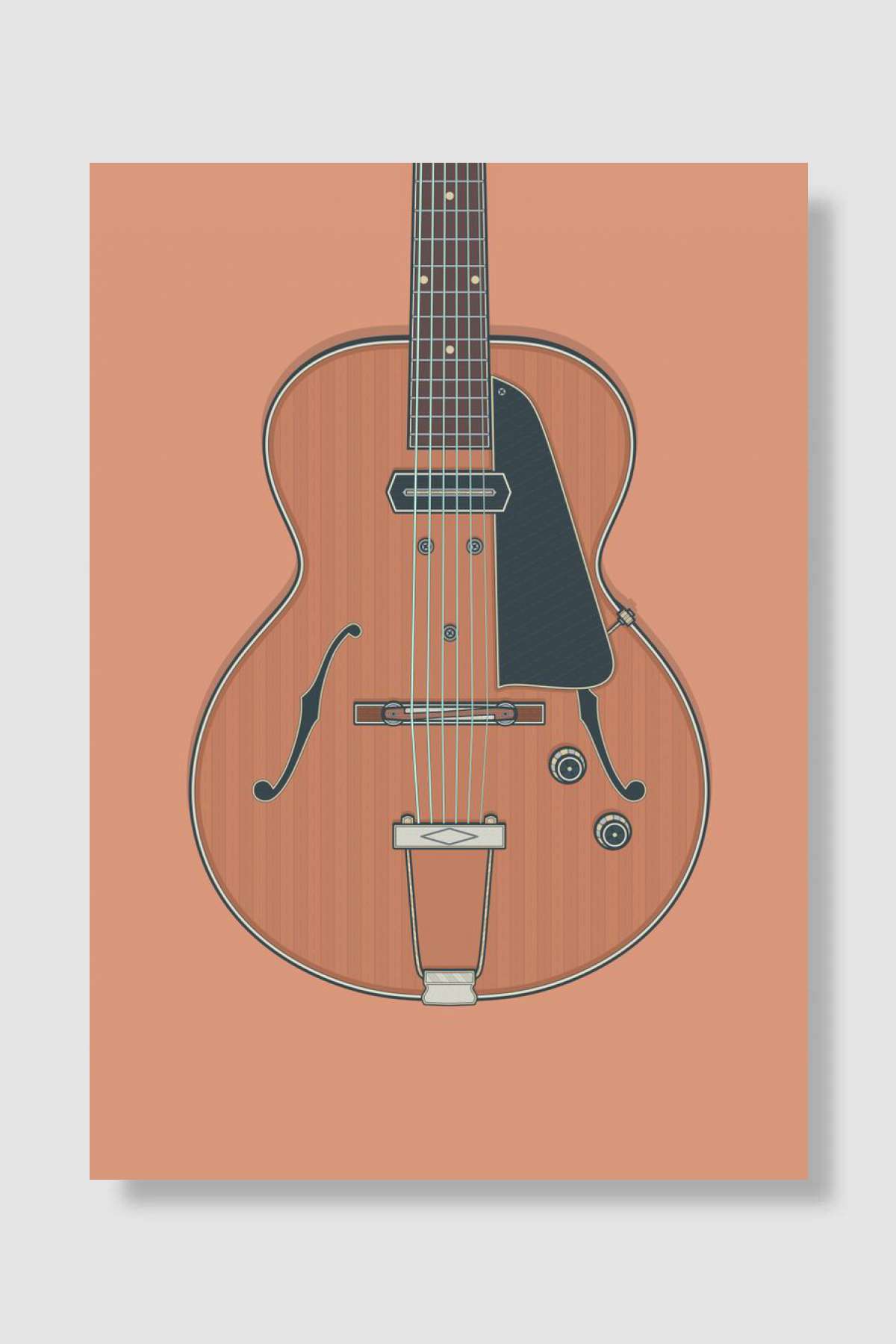 Vintage Archtop Guitar Müzik Poster Çerçevesiz Yüksek Kalite Müzik Afiş Duvar Poster