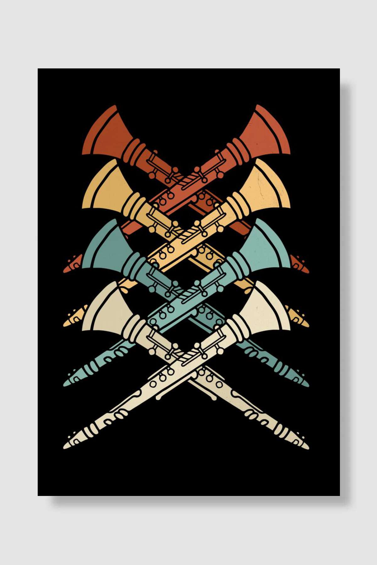 Retro Clarinet Player Gift Müzik Poster Çerçevesiz Yüksek Kalite Müzik Afiş Duvar Poster