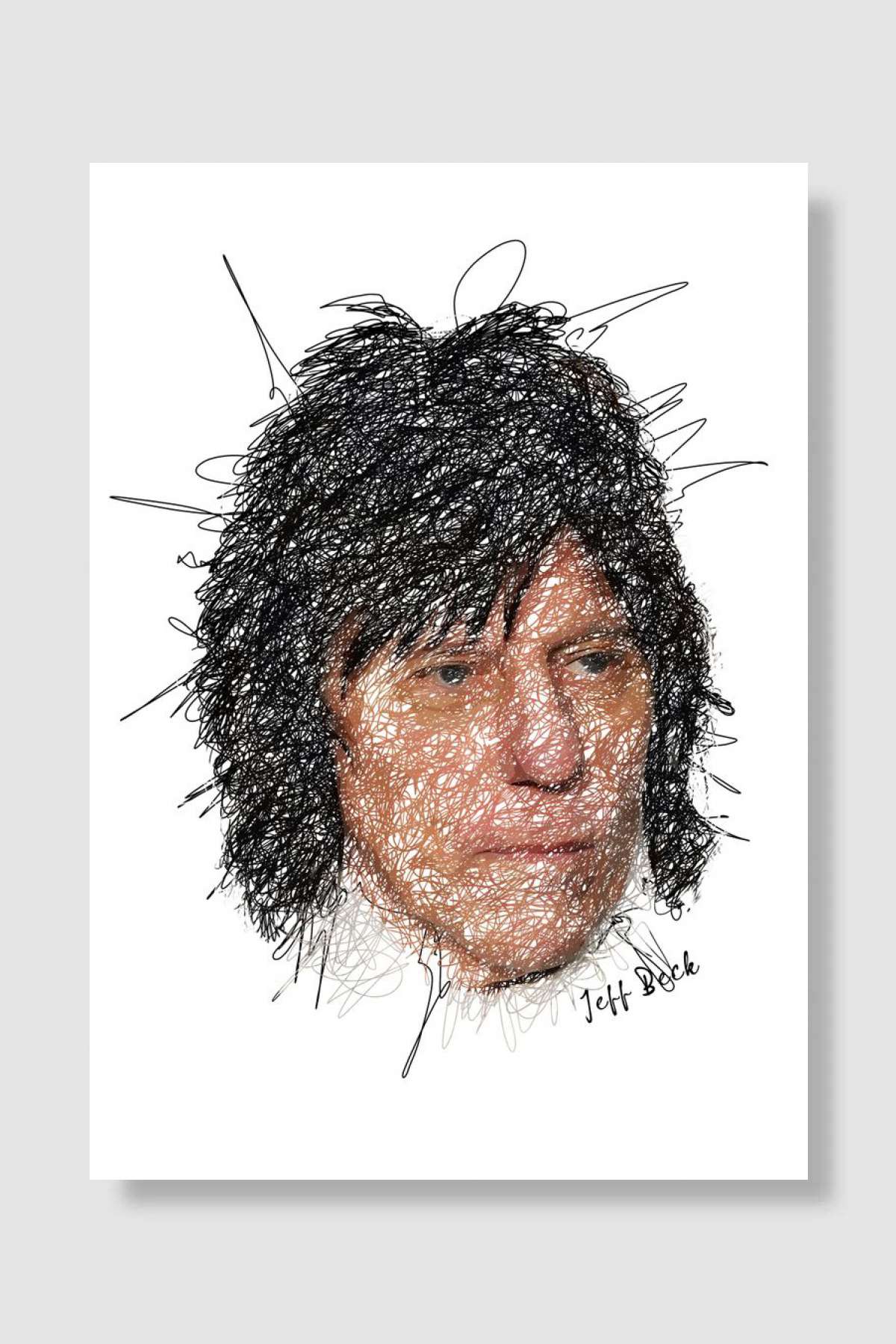 Jeff Beck Scribble art Müzik Poster Çerçevesiz Yüksek Kalite Müzik Afiş Duvar Poster