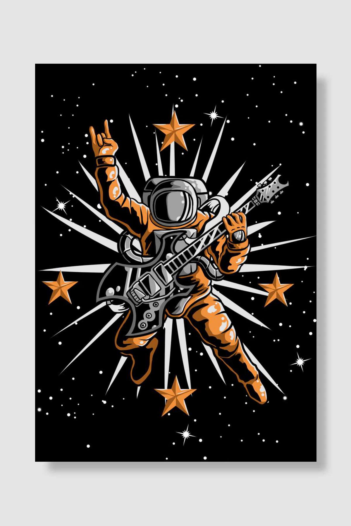 Astronaut Guitarist Müzik Poster Çerçevesiz Yüksek Kalite Müzik Afiş Duvar Poster