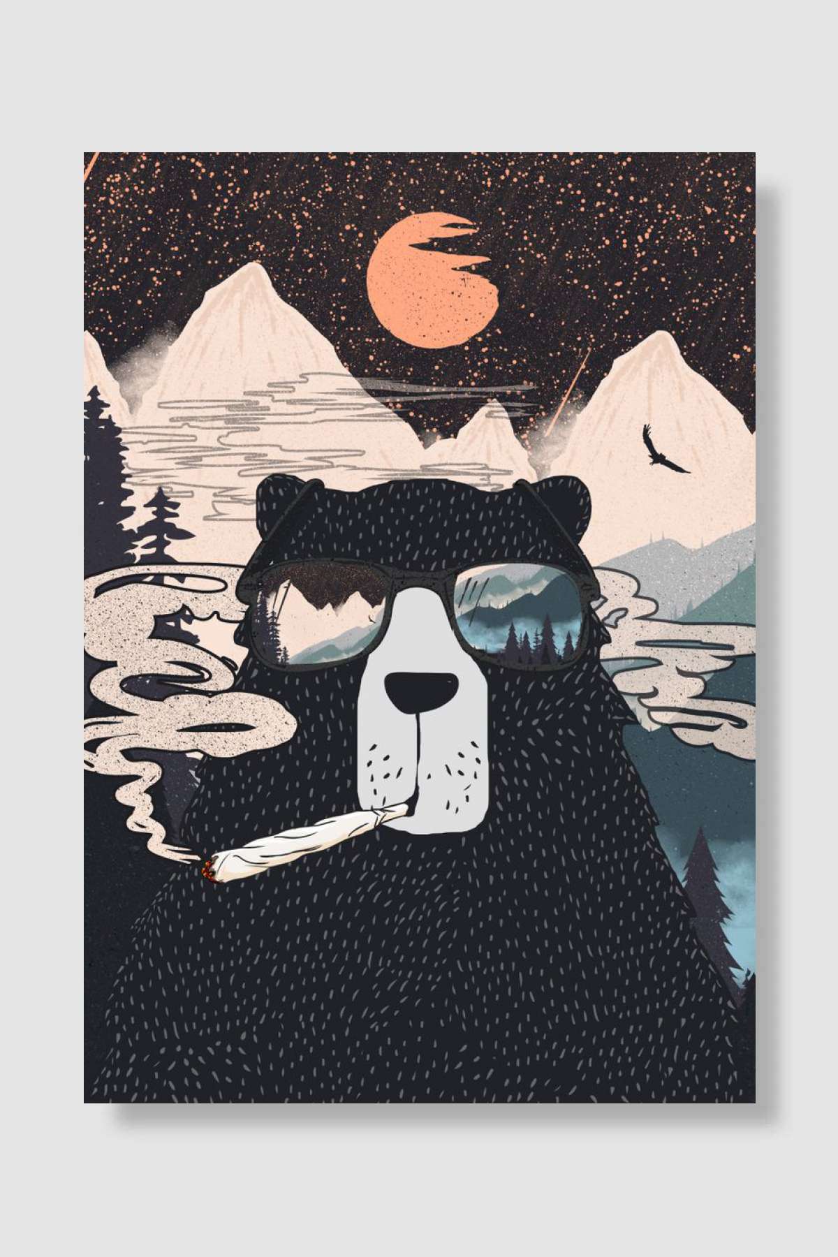 Orange Moon Müzik Poster Çerçevesiz Yüksek Kalite Müzik Afiş Duvar Poster