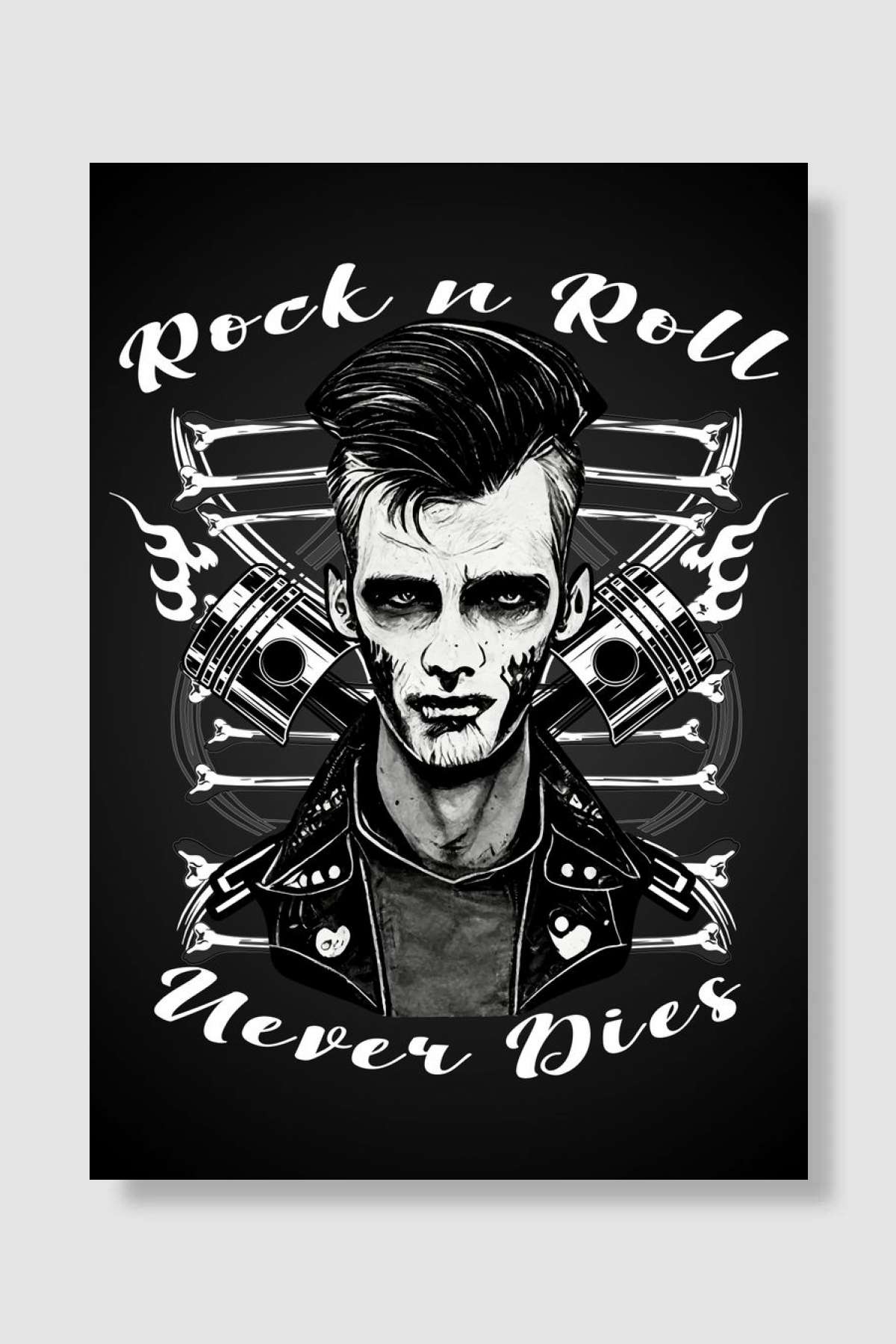 Rock and Roll Never Dies Müzik Poster Çerçevesiz Yüksek Kalite Müzik Afiş Duvar Poster