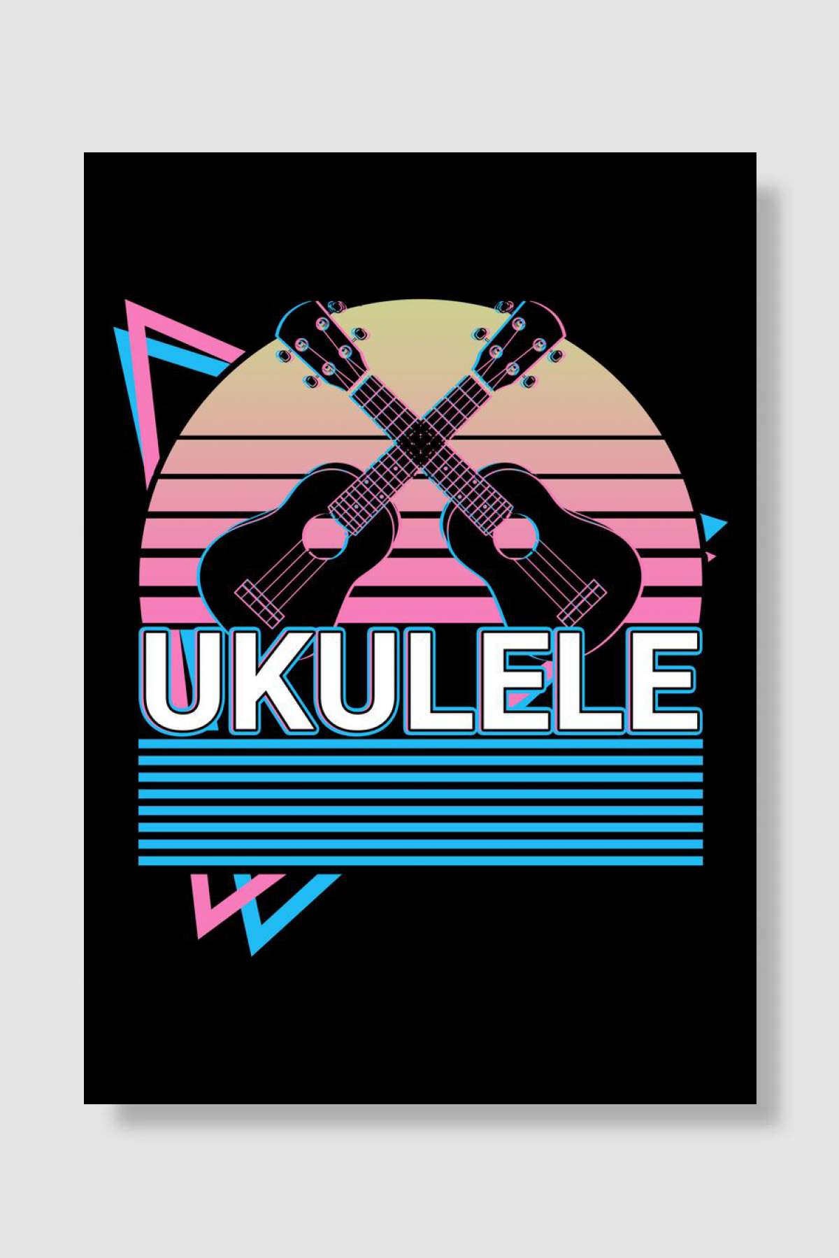 Ukulele Retro Müzik Poster Çerçevesiz Yüksek Kalite Müzik Afiş Duvar Poster