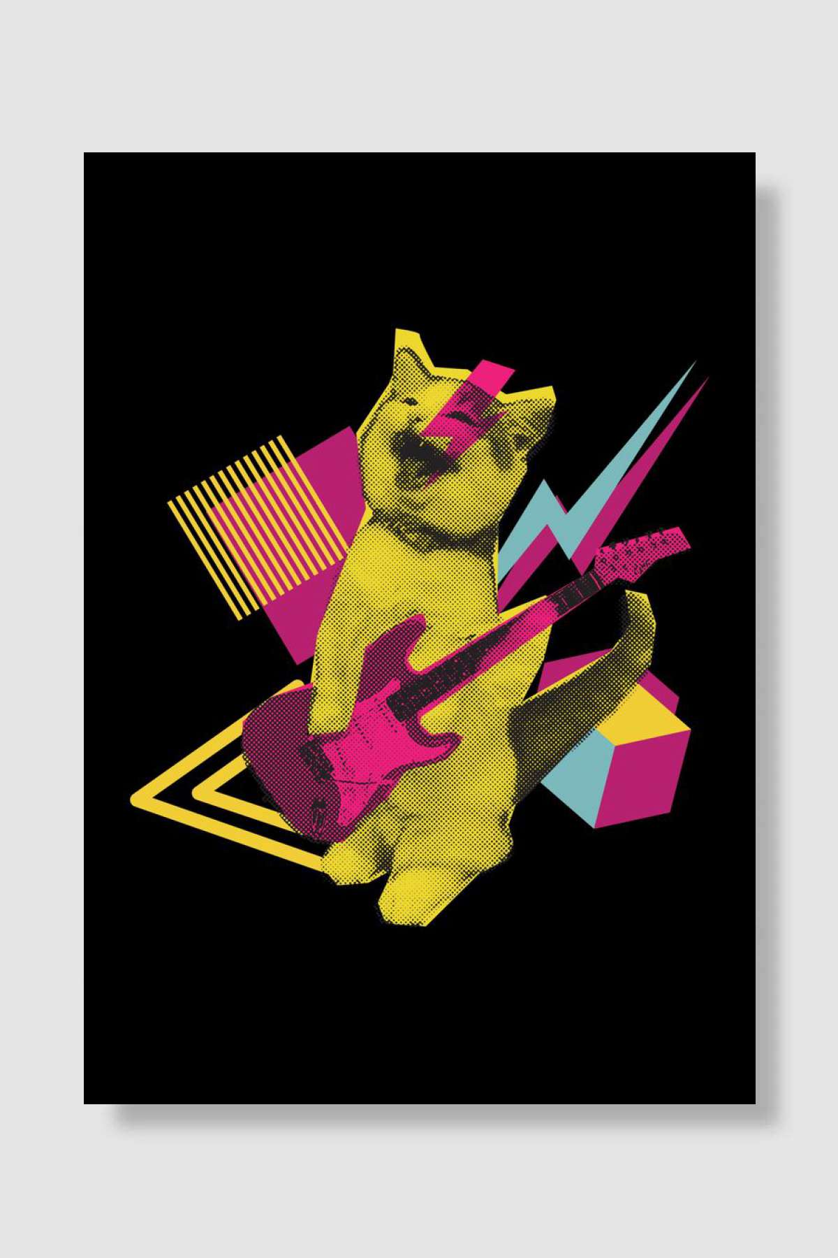 Rock and Roll Cat Müzik Poster Çerçevesiz Yüksek Kalite Müzik Afiş Duvar Poster