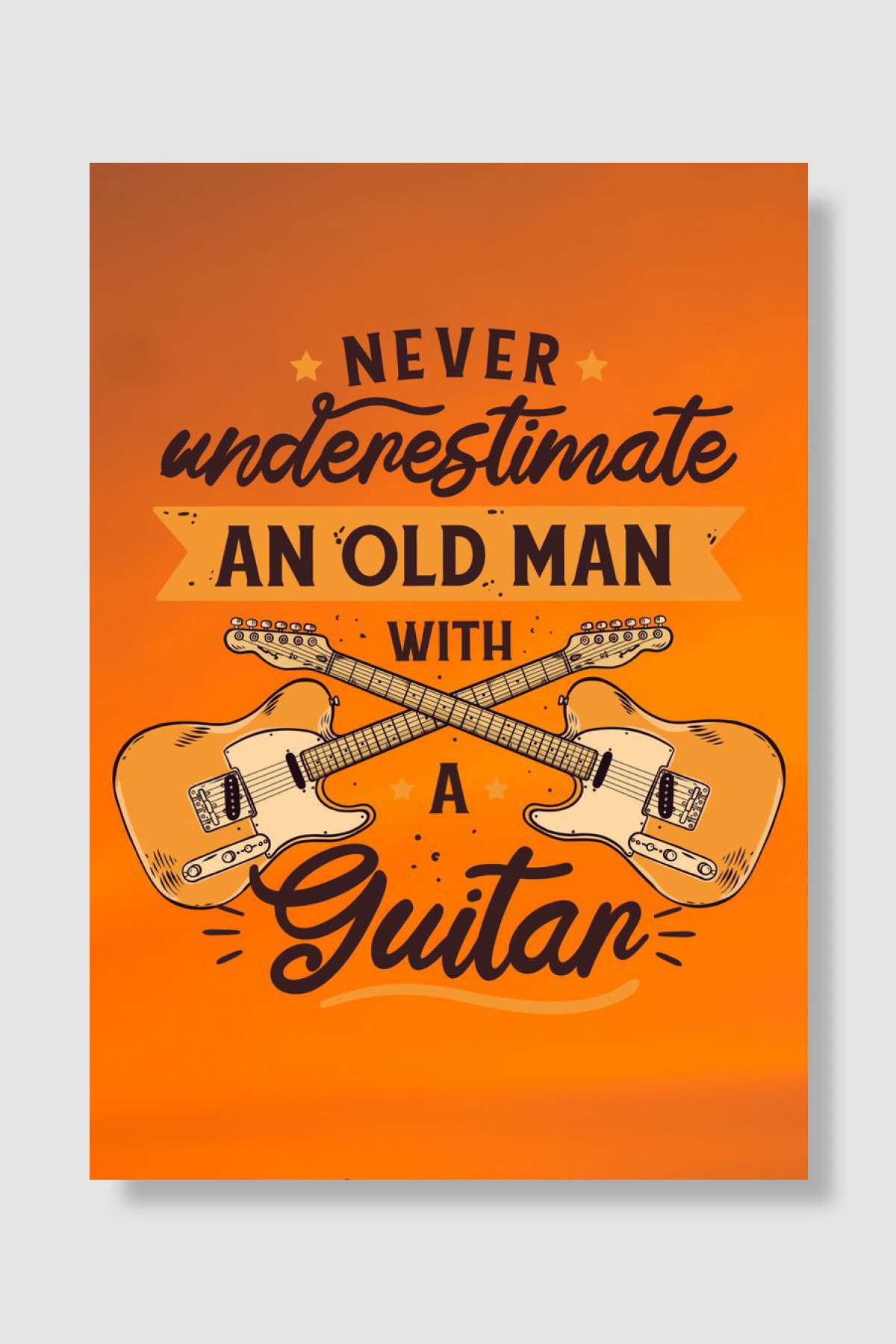 Old Man With A Guitar Müzik Poster Çerçevesiz Yüksek Kalite Müzik Afiş Duvar Poster