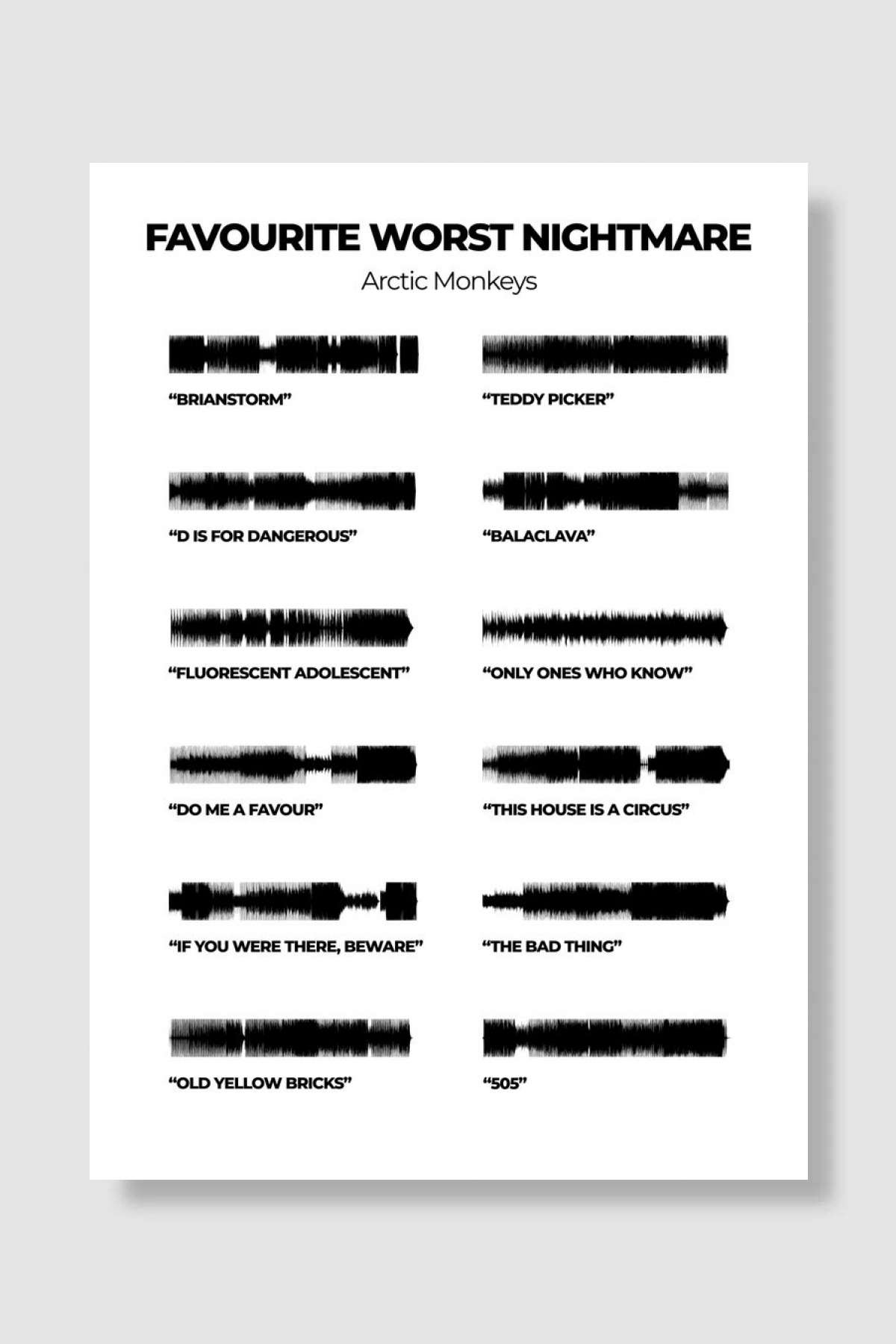 Favourite Worst Nightmare Müzik Poster Çerçevesiz Yüksek Kalite Müzik Afiş Duvar Poster