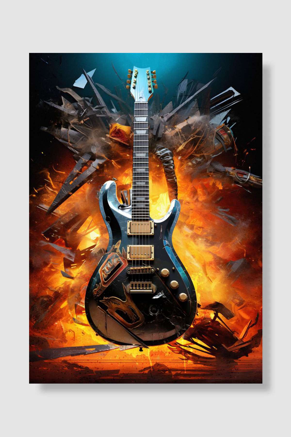 Grunge Guitar Guitarist Müzik Poster Çerçevesiz Yüksek Kalite Müzik Afiş Duvar Poster